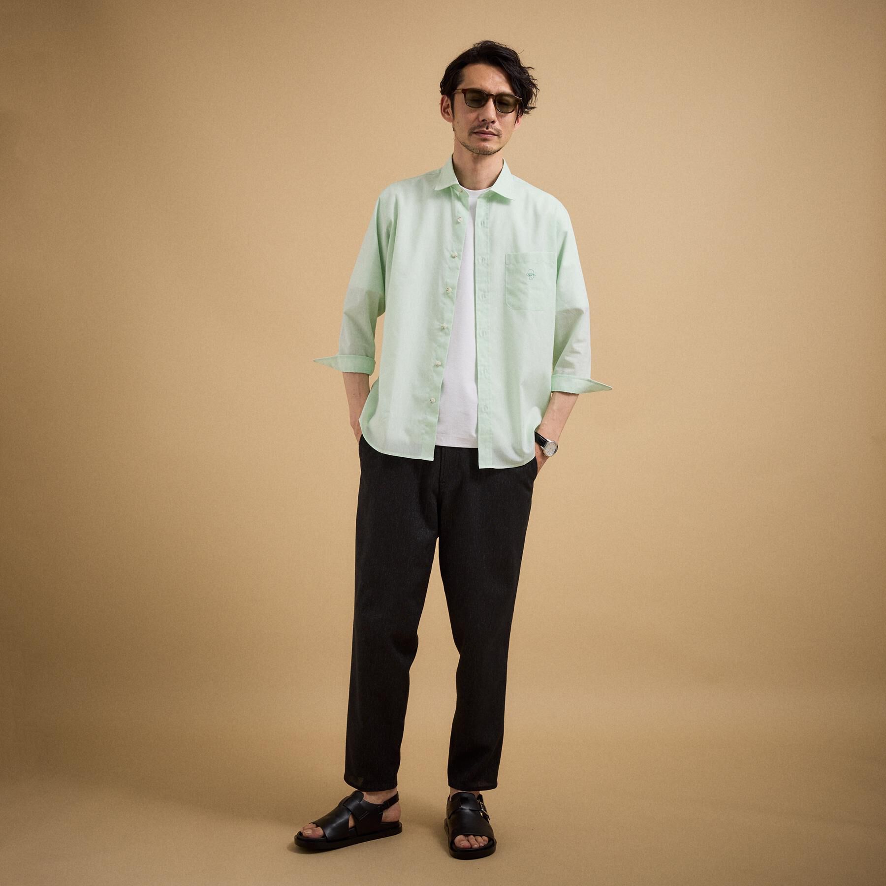 TAKEO KIKUCHI「【接触冷感】ハイブリッド リネン 七分袖シャツ」|シャツ・ブラウス|