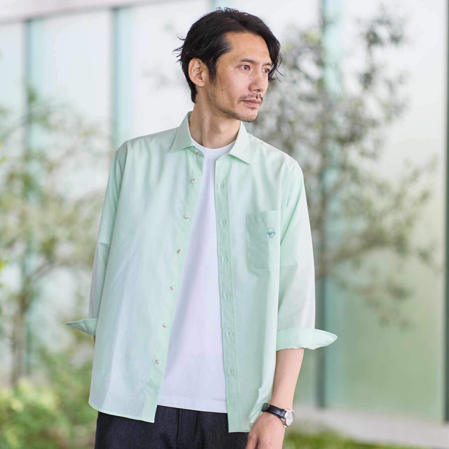 TAKEO KIKUCHI「【接触冷感】ハイブリッド リネン 七分袖シャツ」|シャツ・ブラウス|
