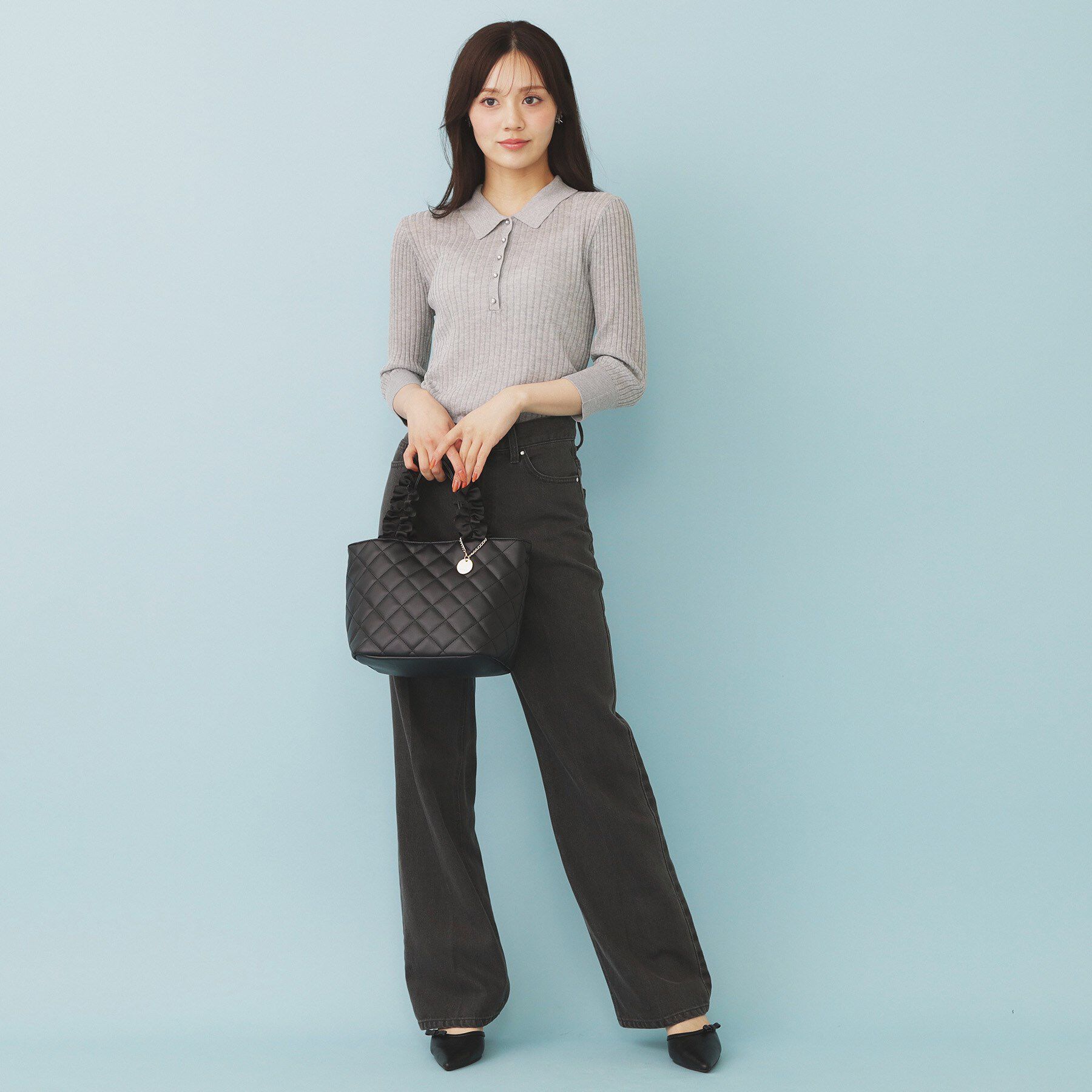 index「シアーリブ衿付きニット【洗濯機洗い可／抗ピル】」|ニット・セーター|