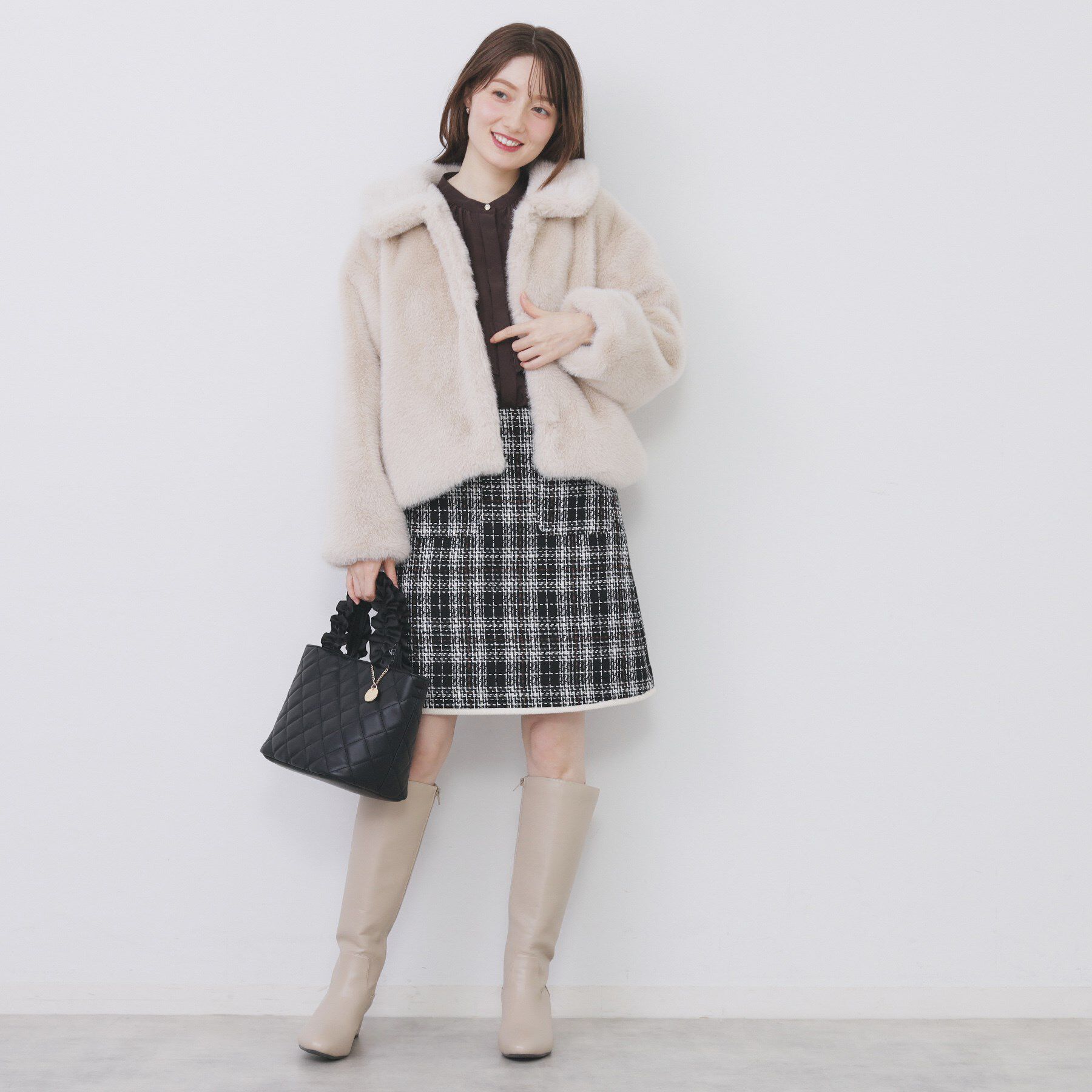 index「チェックツィードスカート／セットアップ対応【洗える】」|スカート|