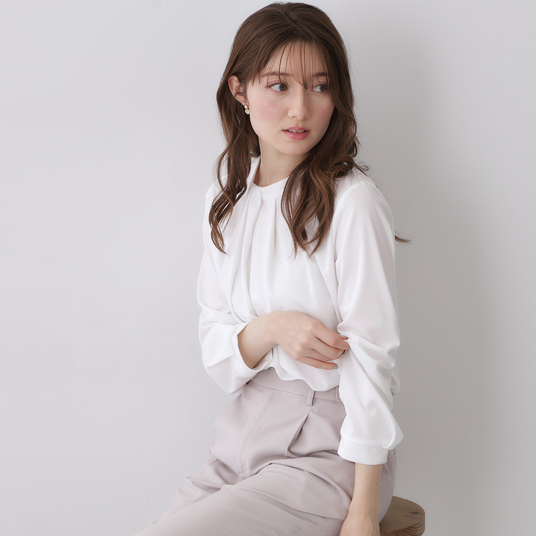 index「ランダムタックトップス【洗濯機OK／吸水速乾／接触冷感／UVケア】《5col》」|Tシャツ・カットソー|オフホワイト(003