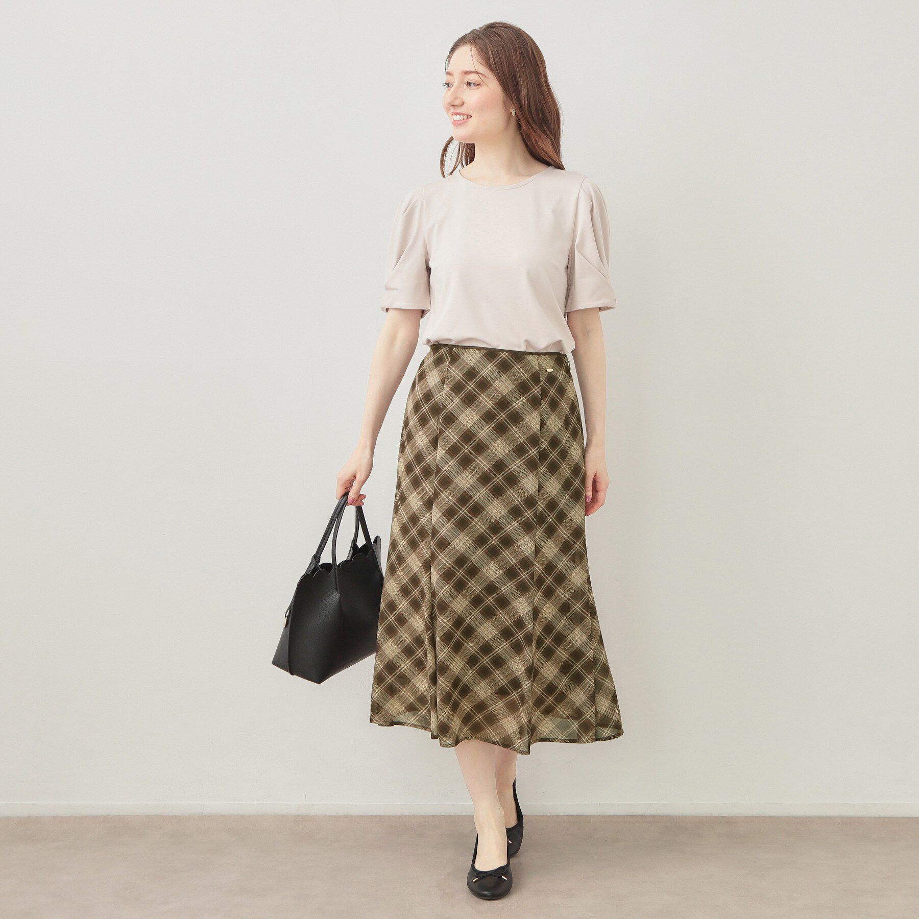 index「防シワ チェックマーメイドスカート【イージーアイロン／洗濯機OK】」|スカート|