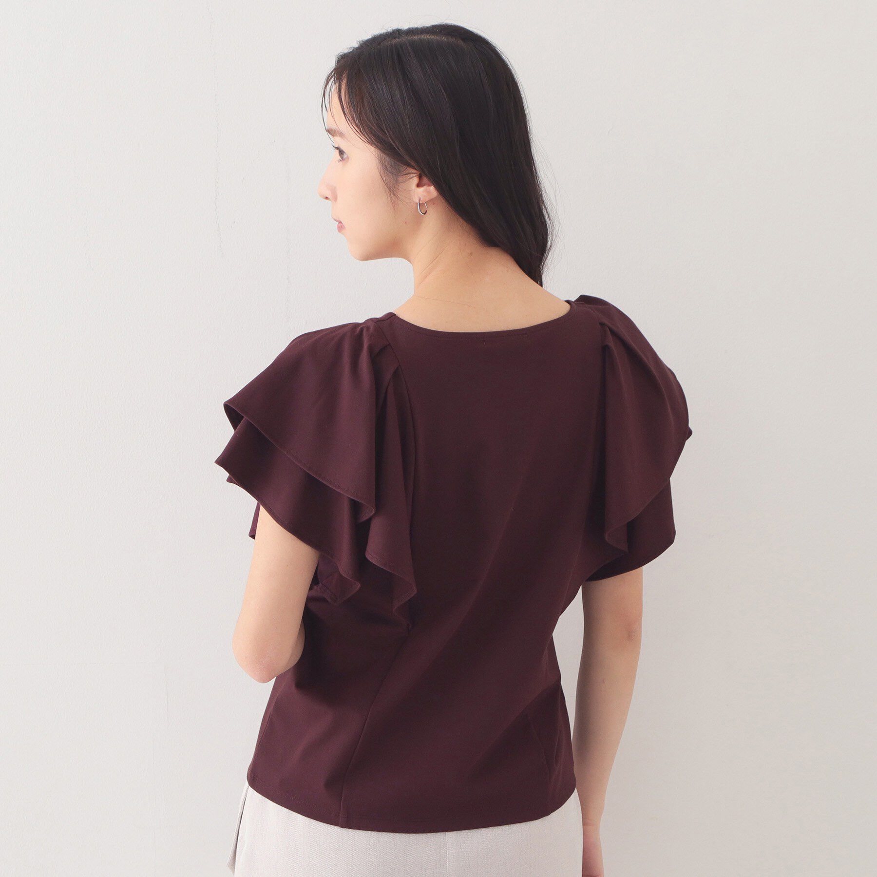 index「【接触冷感】ダブルフレアキーネックトップス《UVケア／洗濯機OK》」|Tシャツ・カットソー|