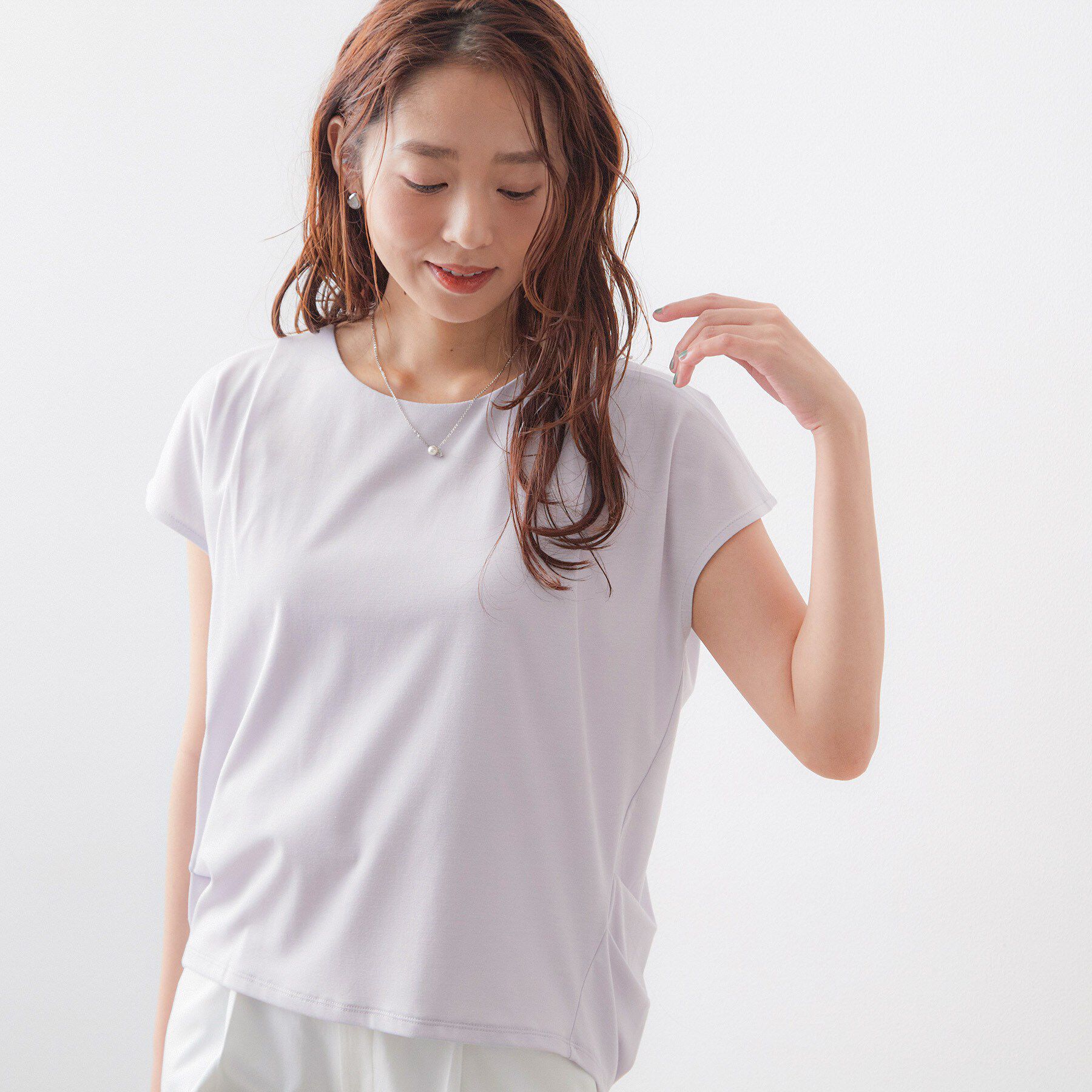 index「【接触冷感／UV】ひんやりコクーントップス《洗濯機OK》」|Tシャツ・カットソー|サックスブルー(09