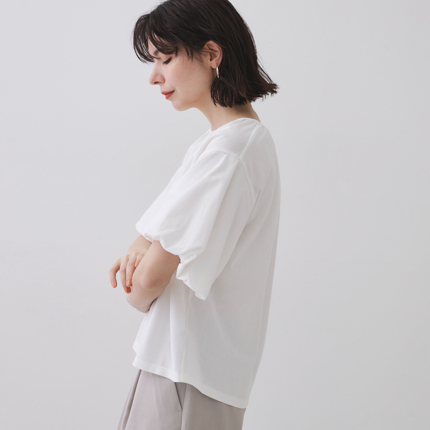 OPAQUE.CLIP「バルーンスリーブトップス／セットアップ対応【UVケア／接触冷感／洗濯機洗い可】」|Tシャツ・カットソー|