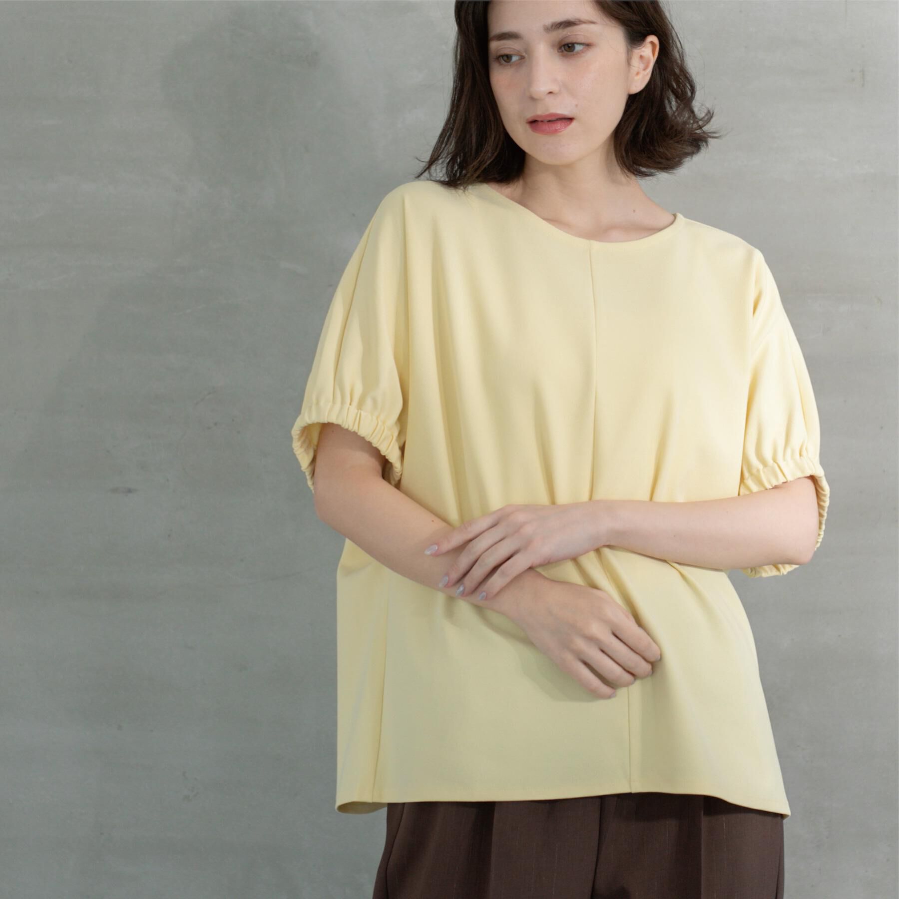 OPAQUE.CLIP「ギャザードルマンスリーブトップス【UV／吸水速乾／洗濯機洗い可】」|Tシャツ・カットソー|