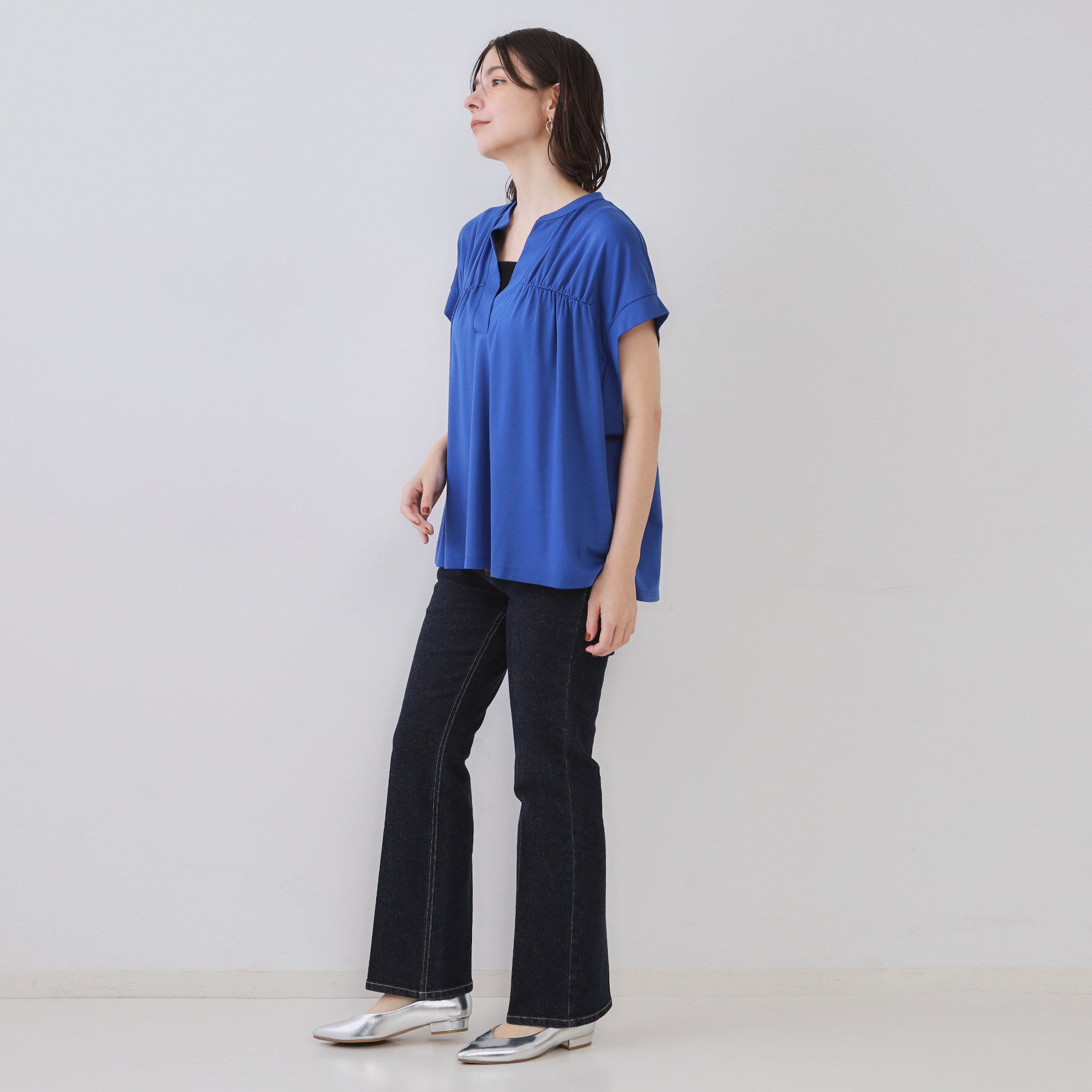 OPAQUE.CLIP「スキッパーフレアカットソー【接触冷感／洗濯機洗い可】」|Tシャツ・カットソー|