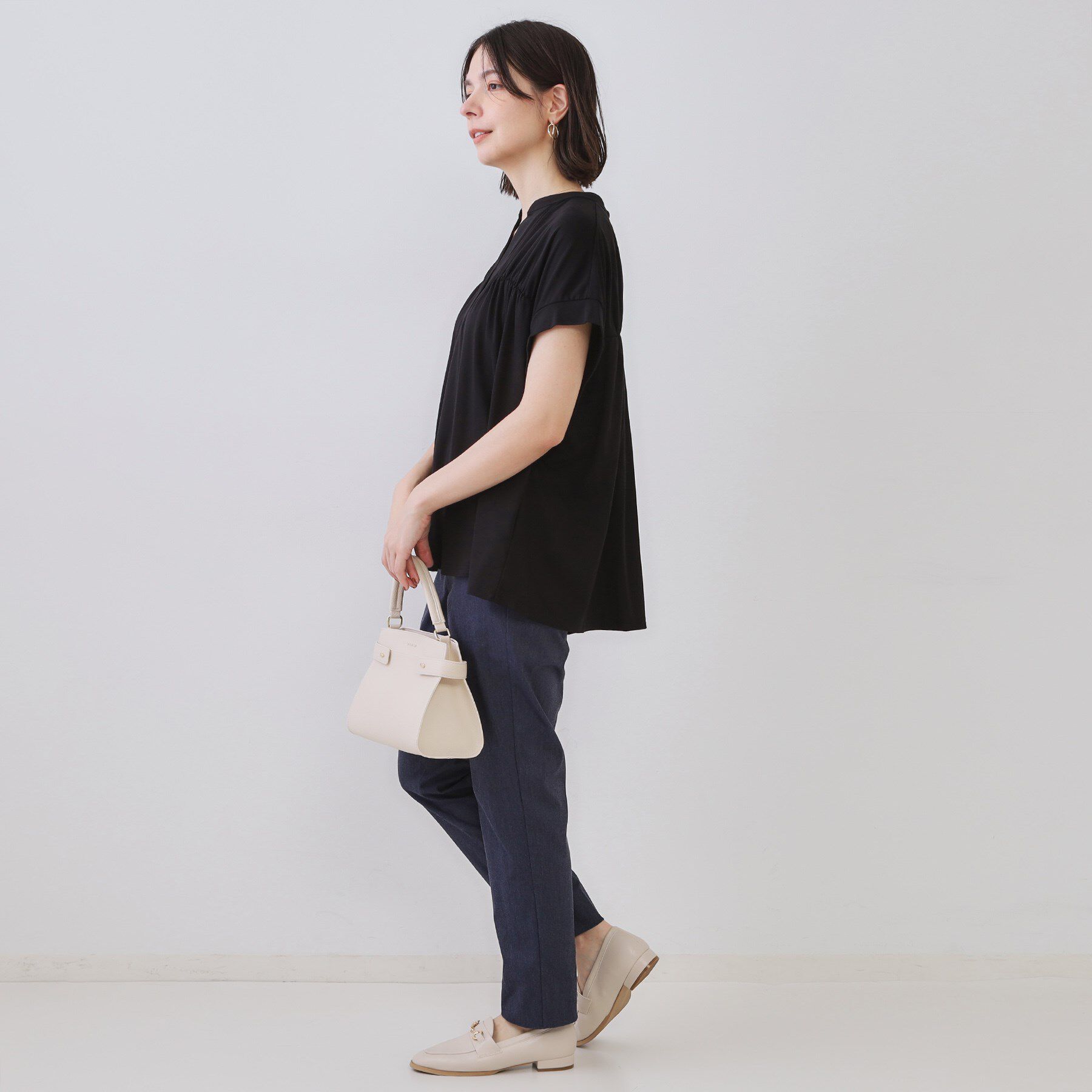 OPAQUE.CLIP「スキッパーフレアカットソー【接触冷感／洗濯機洗い可】」|Tシャツ・カットソー|