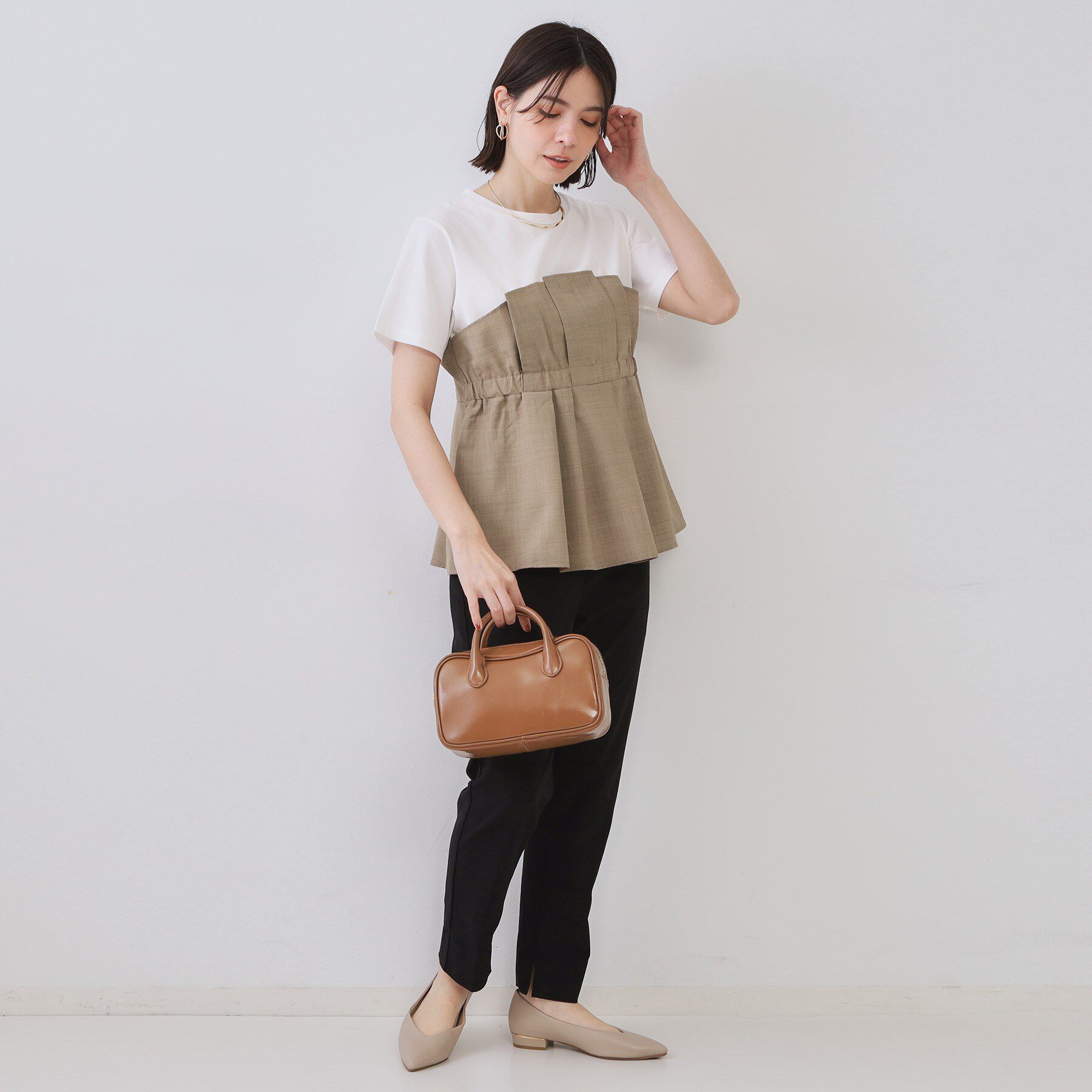 OPAQUE.CLIP「タックビスチェドッキングカットソー【洗濯機洗い可】」|Tシャツ・カットソー|
