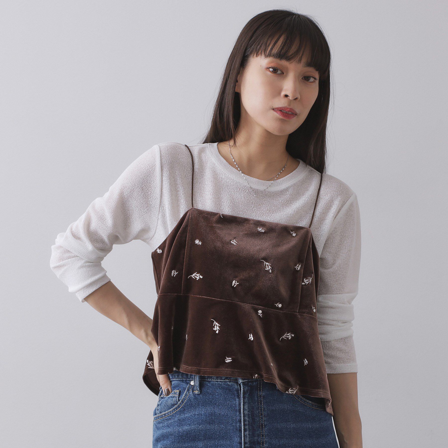 OPAQUE.CLIP「ベロアキャミ／セットアップ対応可【洗濯機OK】」|シャツ・ブラウス|