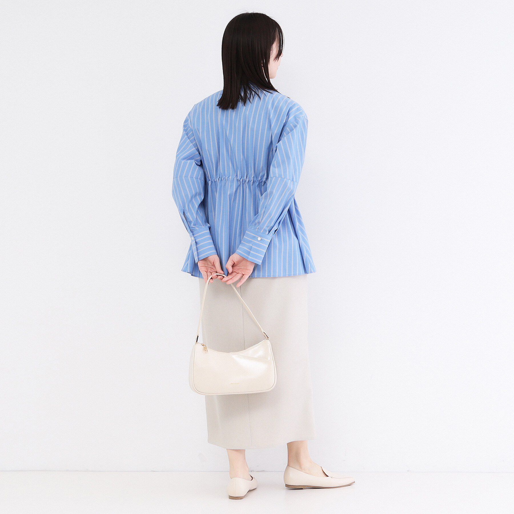 OPAQUE.CLIP「ストライプペプラムデザインブラウス【洗濯機OK】」|シャツ・ブラウス|