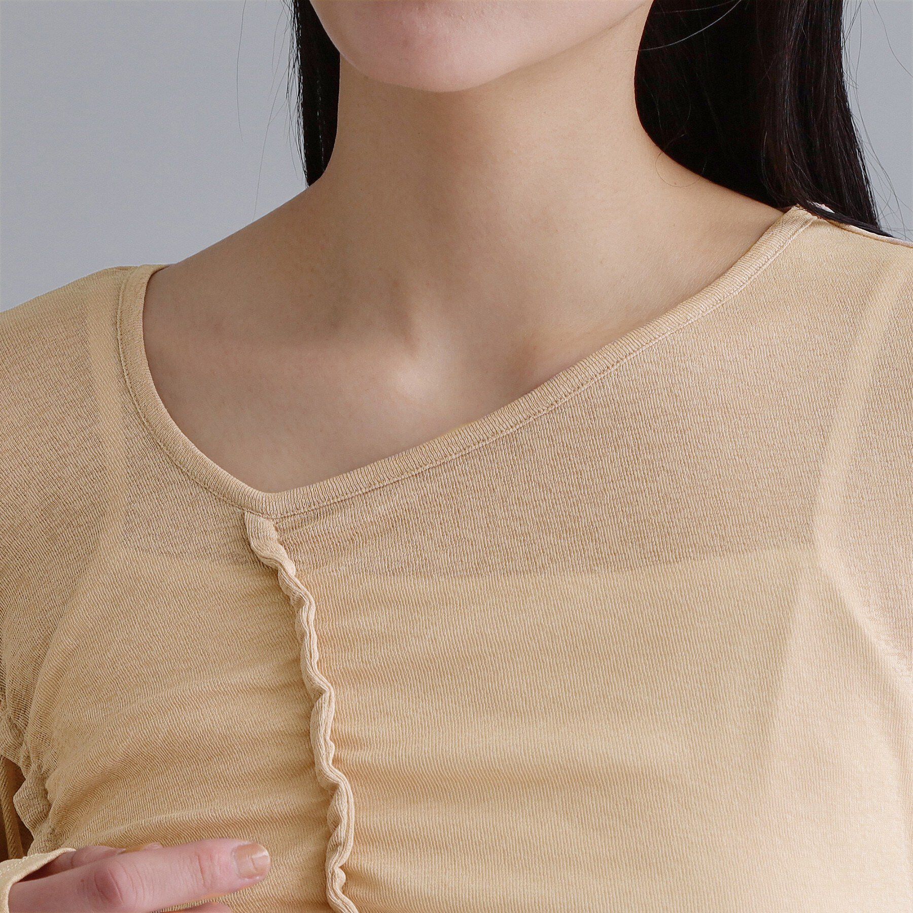 OPAQUE.CLIP「【es】アシンメトリーシャーリング シアーカットソー【洗濯機OK】」|Tシャツ・カットソー|