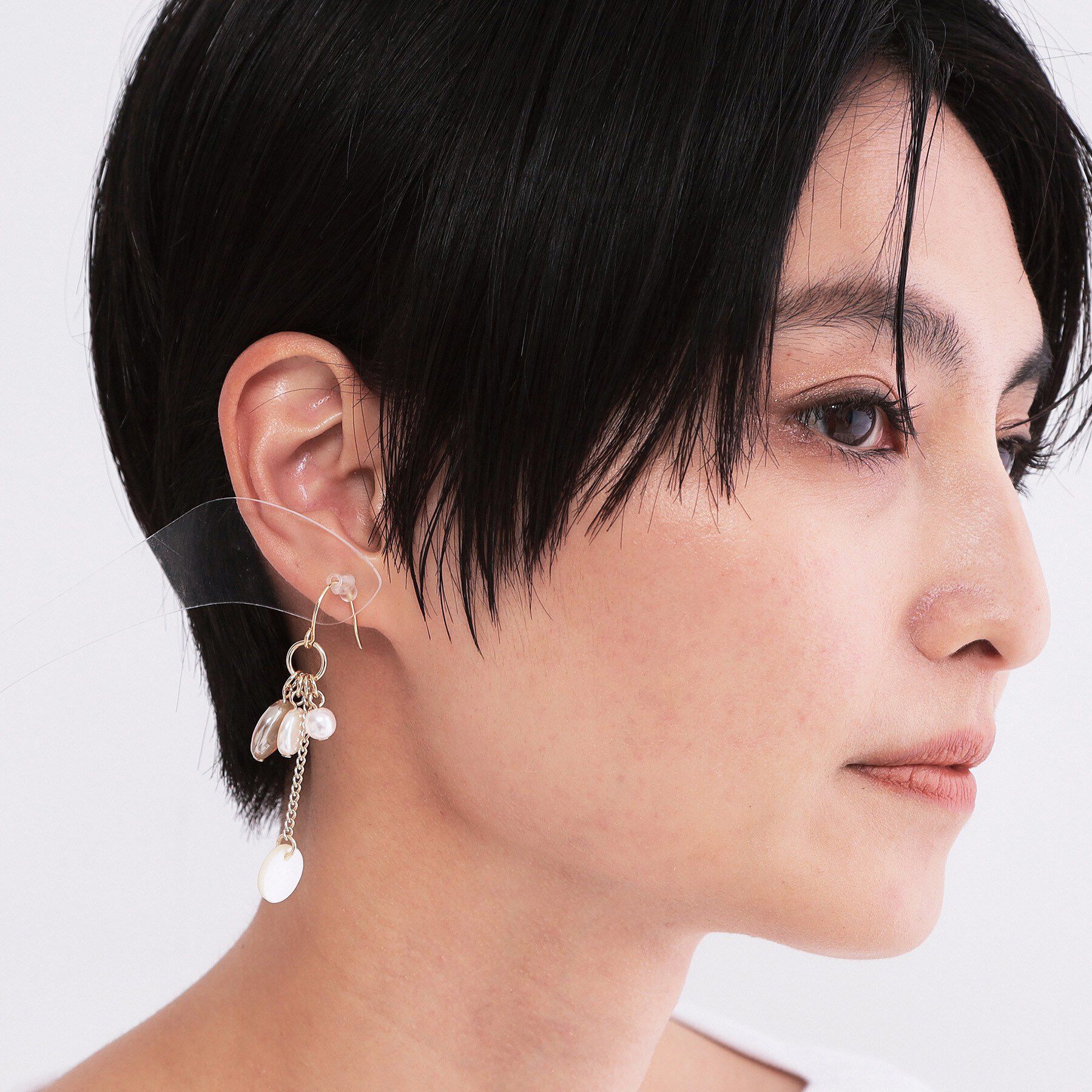 OPAQUE.CLIP「フェイクパールしゃらしゃらピアス」|ピアス|