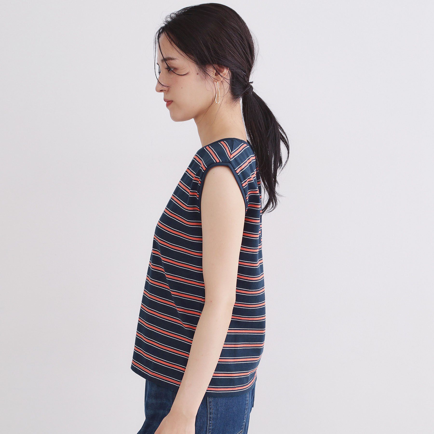 OPAQUE.CLIP「マルチボーダーアソート ノースリーブTシャツ【洗濯機OK】」|Tシャツ・カットソー|