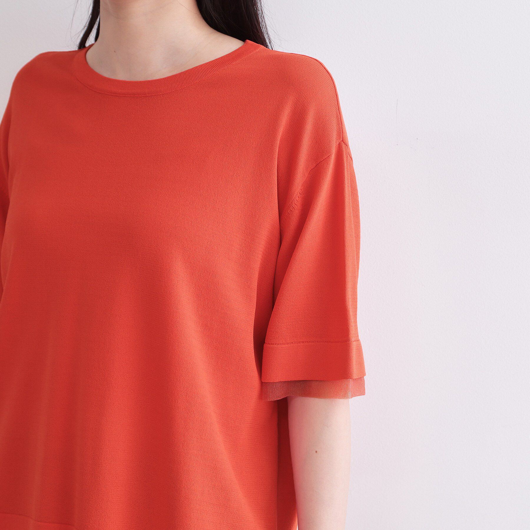 OPAQUE.CLIP「【UV／接触冷感／抗ピル】シアー＆レイヤード風さらりニット《洗濯機OK》」|ニット・セーター|