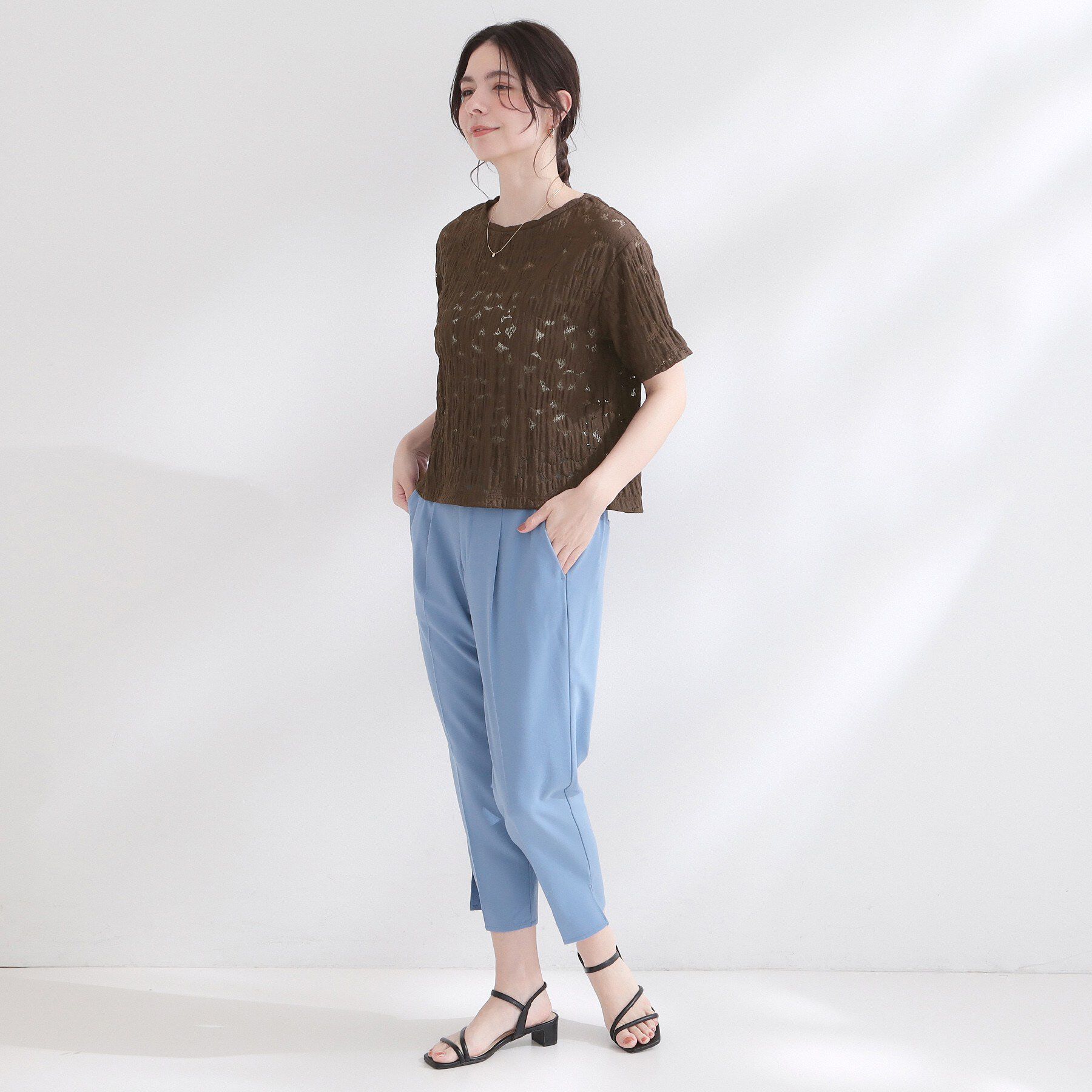 OPAQUE.CLIP「レースジャカードカットソー【洗濯機OK】」|Tシャツ・カットソー|