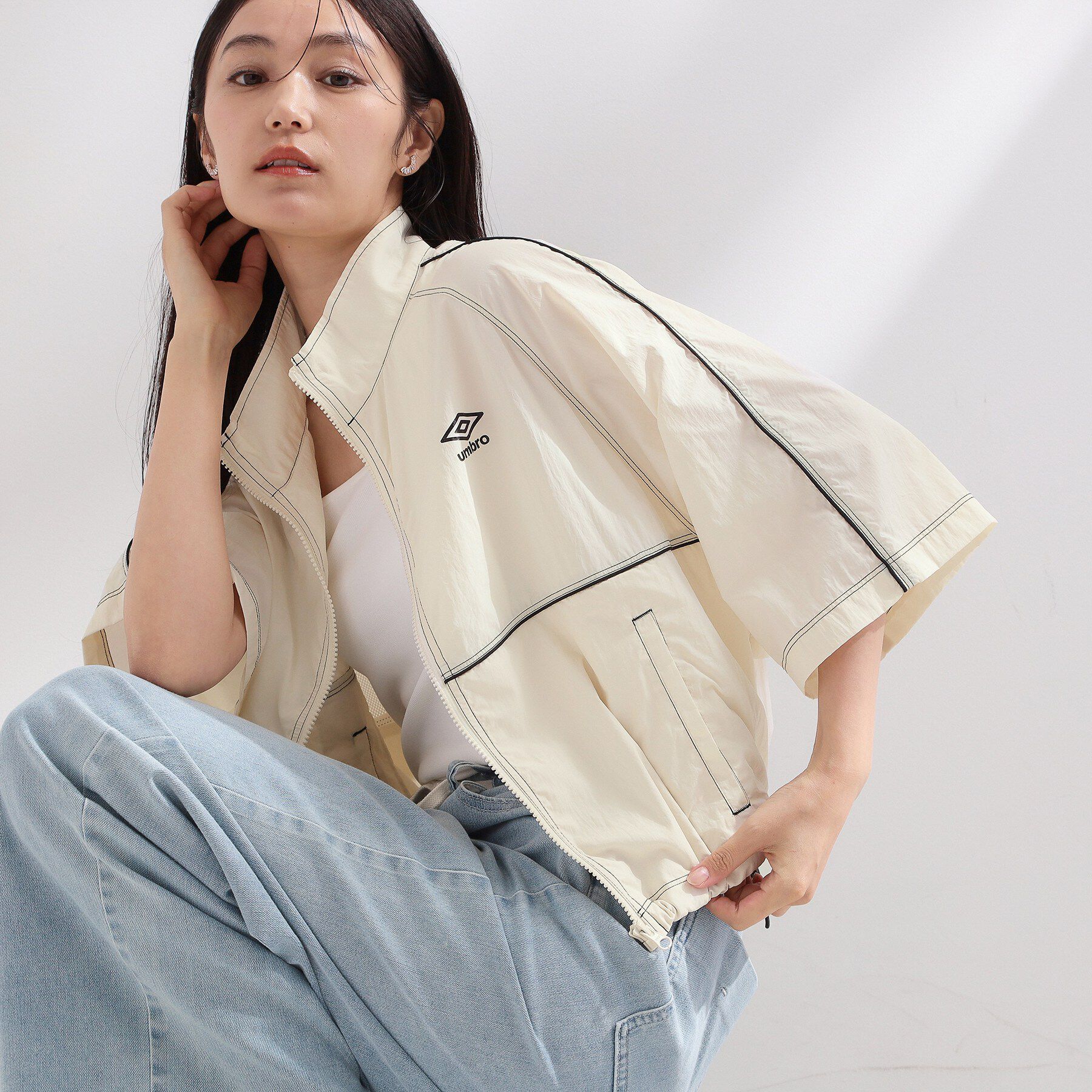 OPAQUE.CLIP「◆【umbro／アンブロ】シアーナイロン5分袖ZIPアップブルゾン」|ブルゾン・スタジャン|