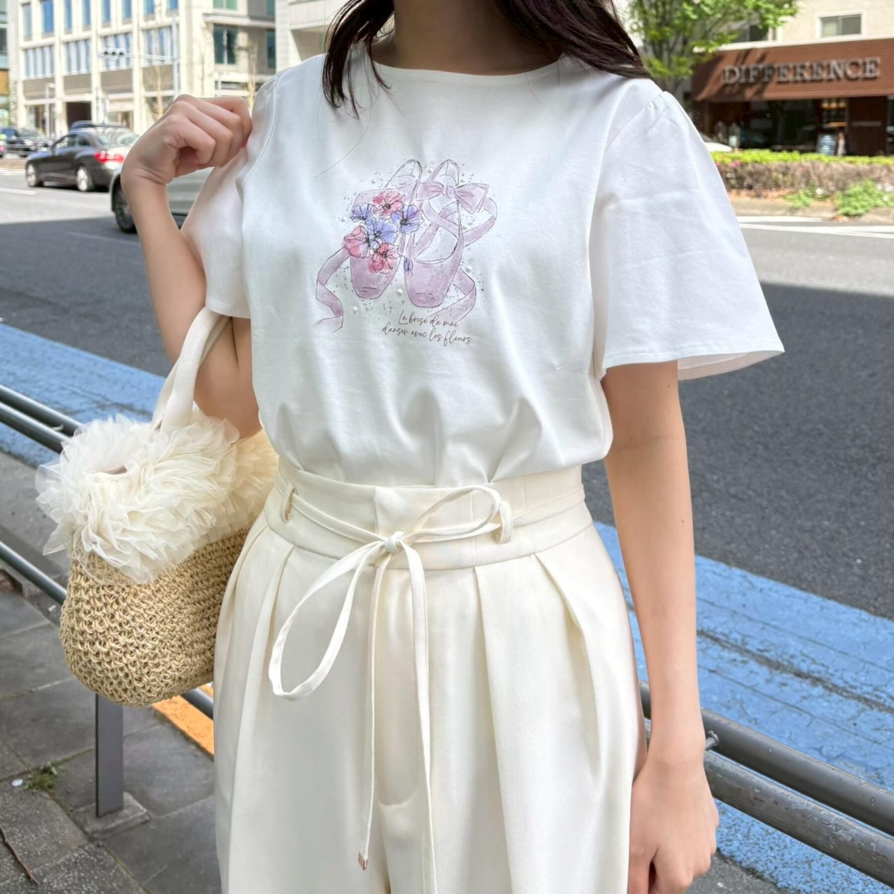 Couture broach「【接触冷感・UVカット・洗える】トゥシューズプリントTシャツ」|Tシャツ・カットソー|