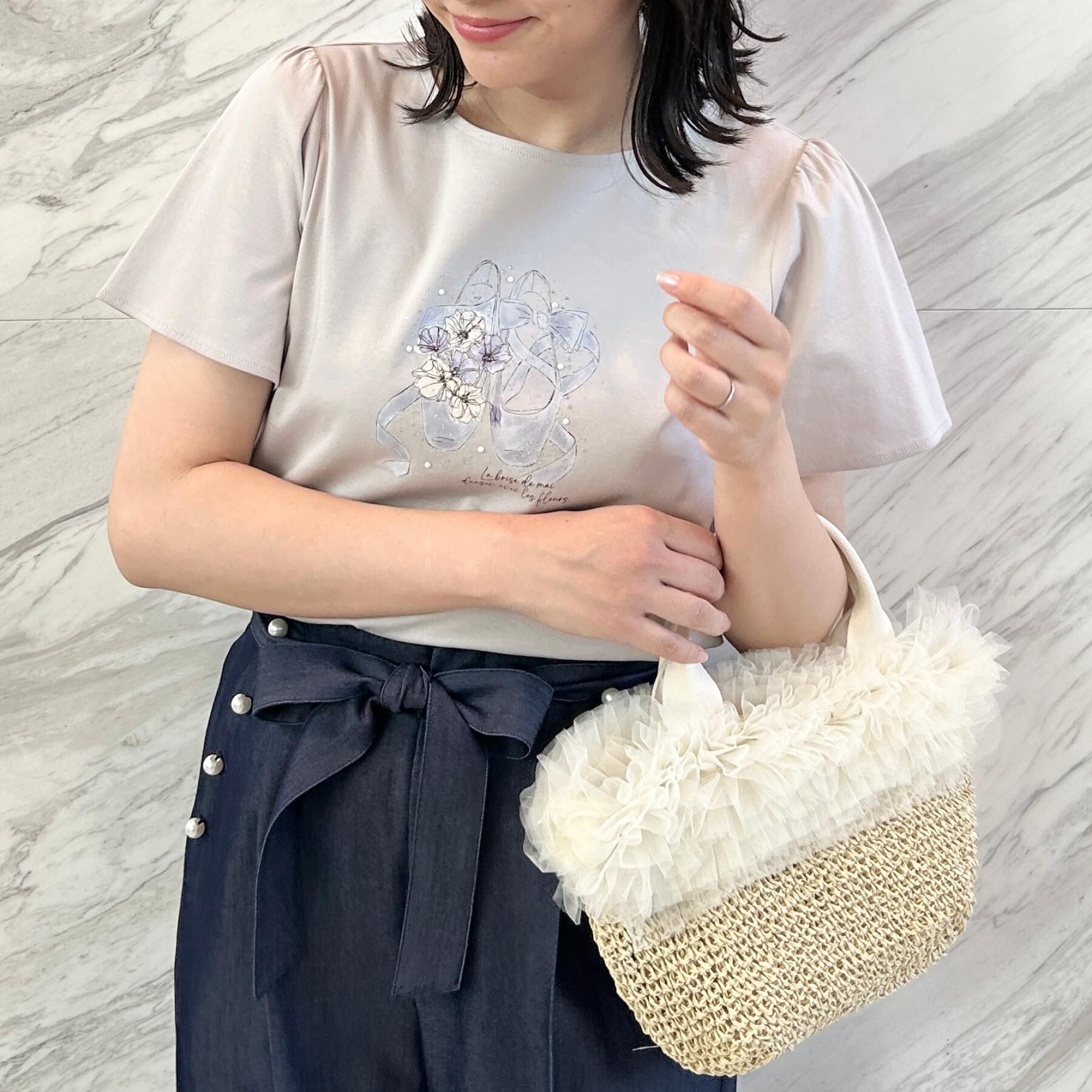 Couture broach「【接触冷感・UVカット・洗える】トゥシューズプリントTシャツ」|Tシャツ・カットソー|