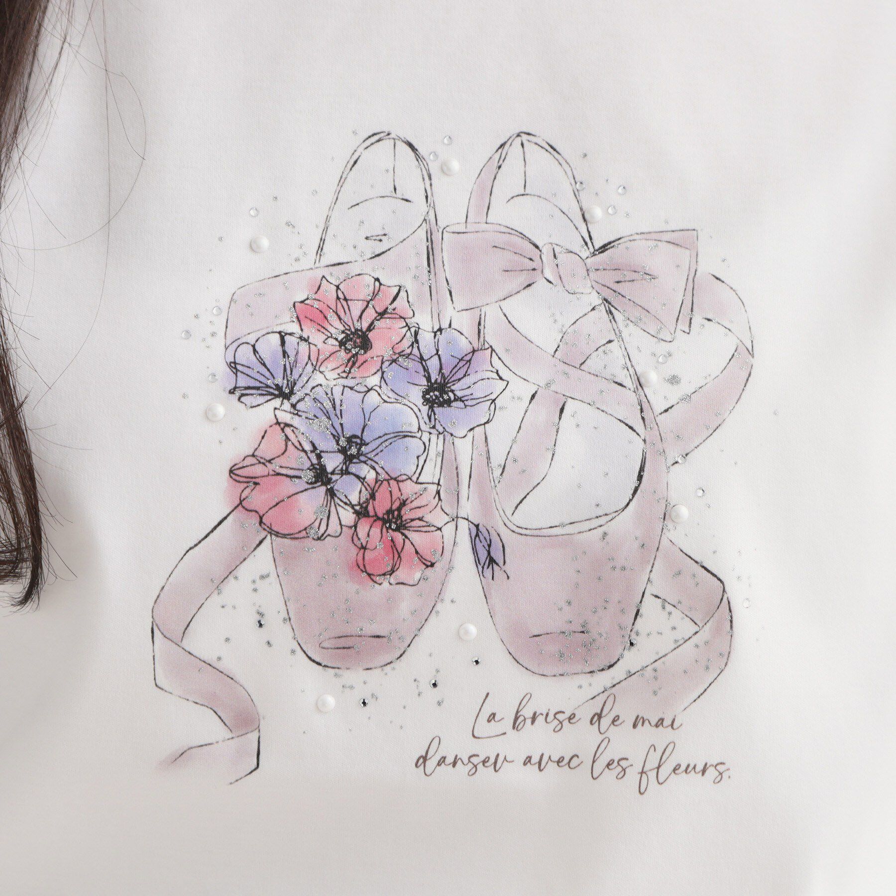 Couture broach「【接触冷感・UVカット・洗える】トゥシューズプリントTシャツ」|Tシャツ・カットソー|