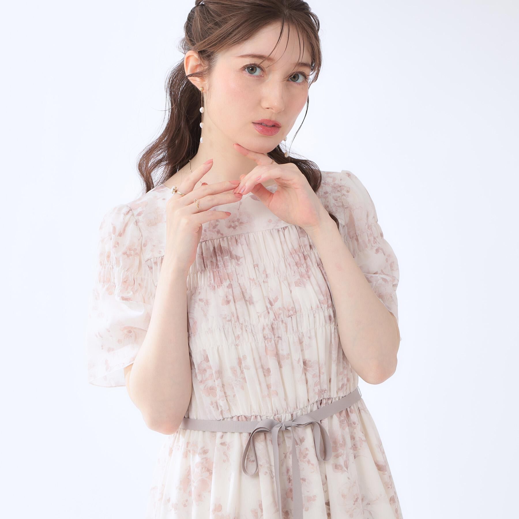 Couture broach「【洗える】クラウディフラワー ワンピース」|ワンピース|