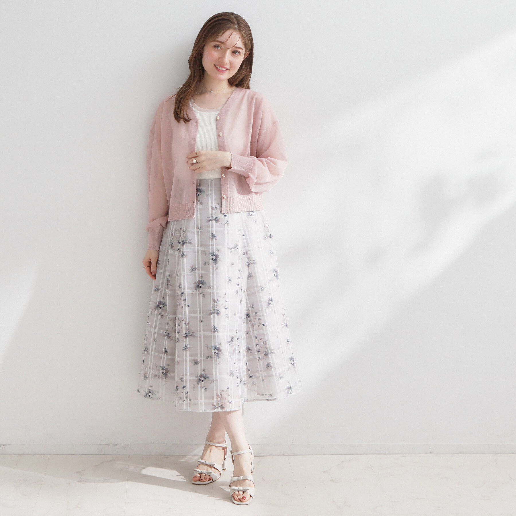 Couture broach「【洗える・パール調釦】愛されシアーカーディガン」|カーディガン|