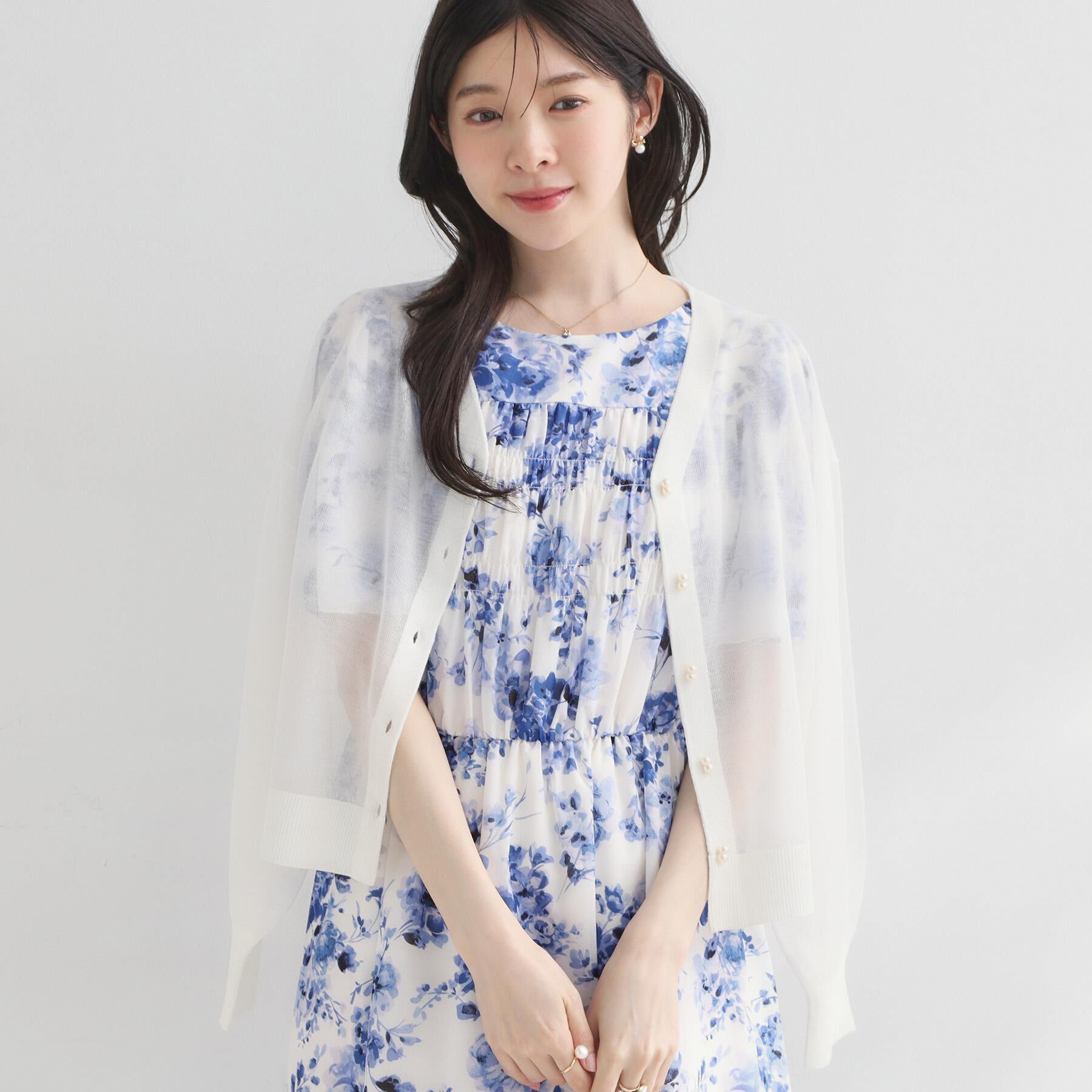 Couture broach「【洗える・パール調釦】愛されシアーカーディガン」|カーディガン|