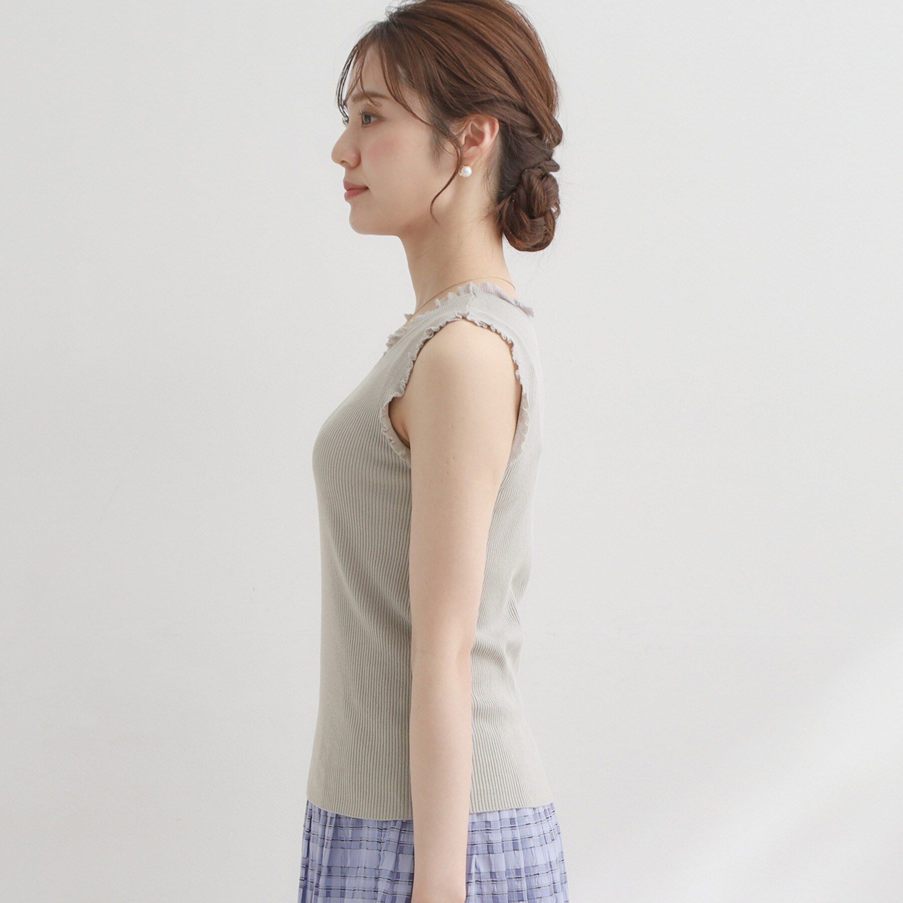Couture broach「【洗える】フリル ニットタンクトップ」|キャミソール|