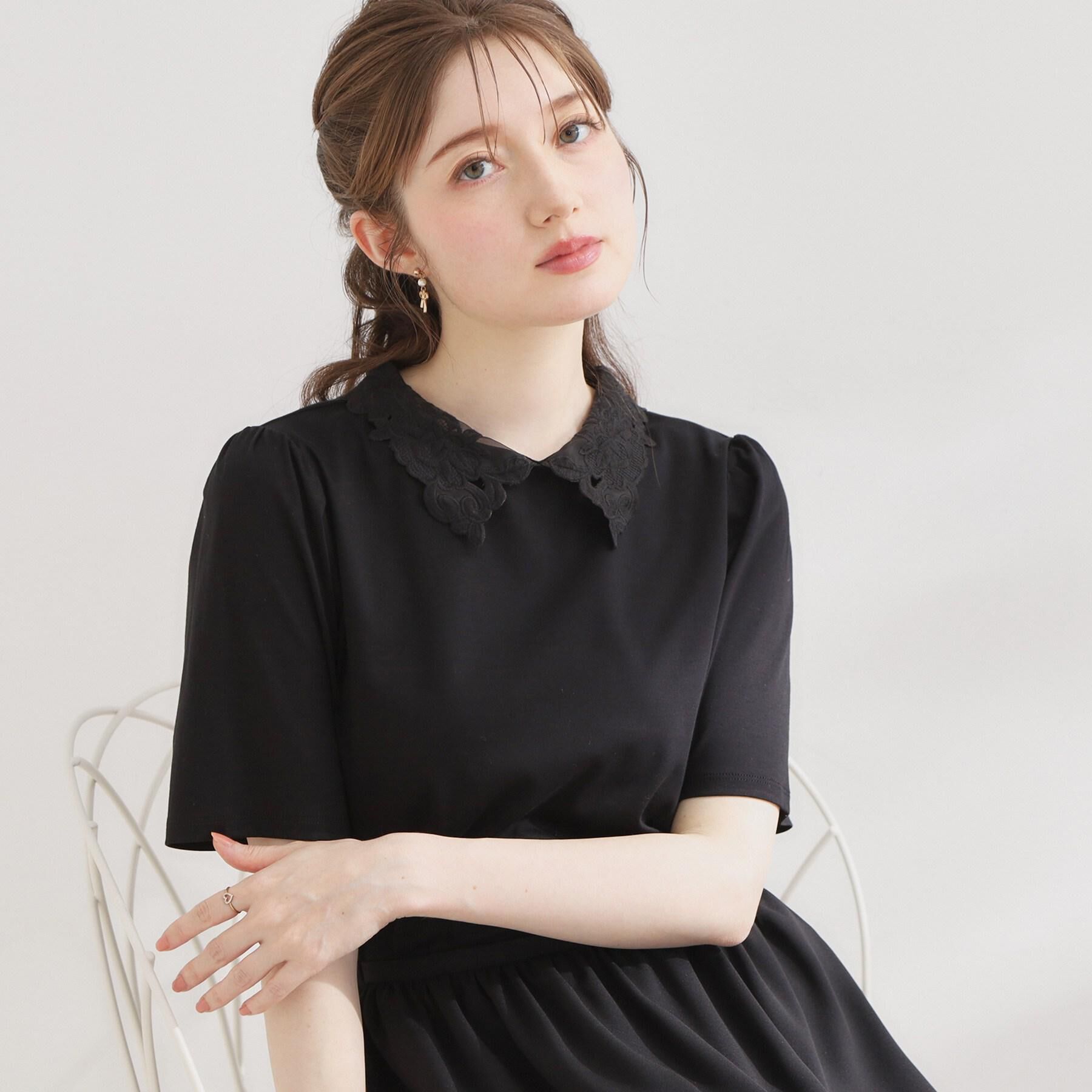 Couture broach「【UVカット・接触冷感・洗える】襟レース トップス」|Tシャツ・カットソー|