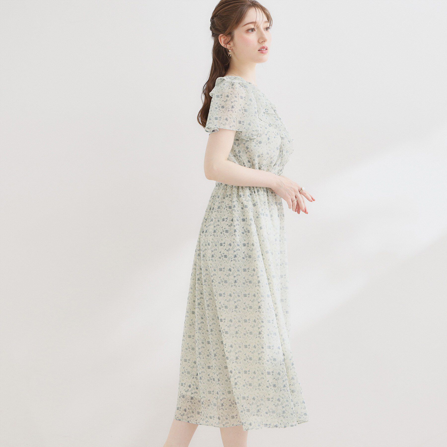 Couture broach「【洗える】花柄 フリル ワンピース」|ワンピース|