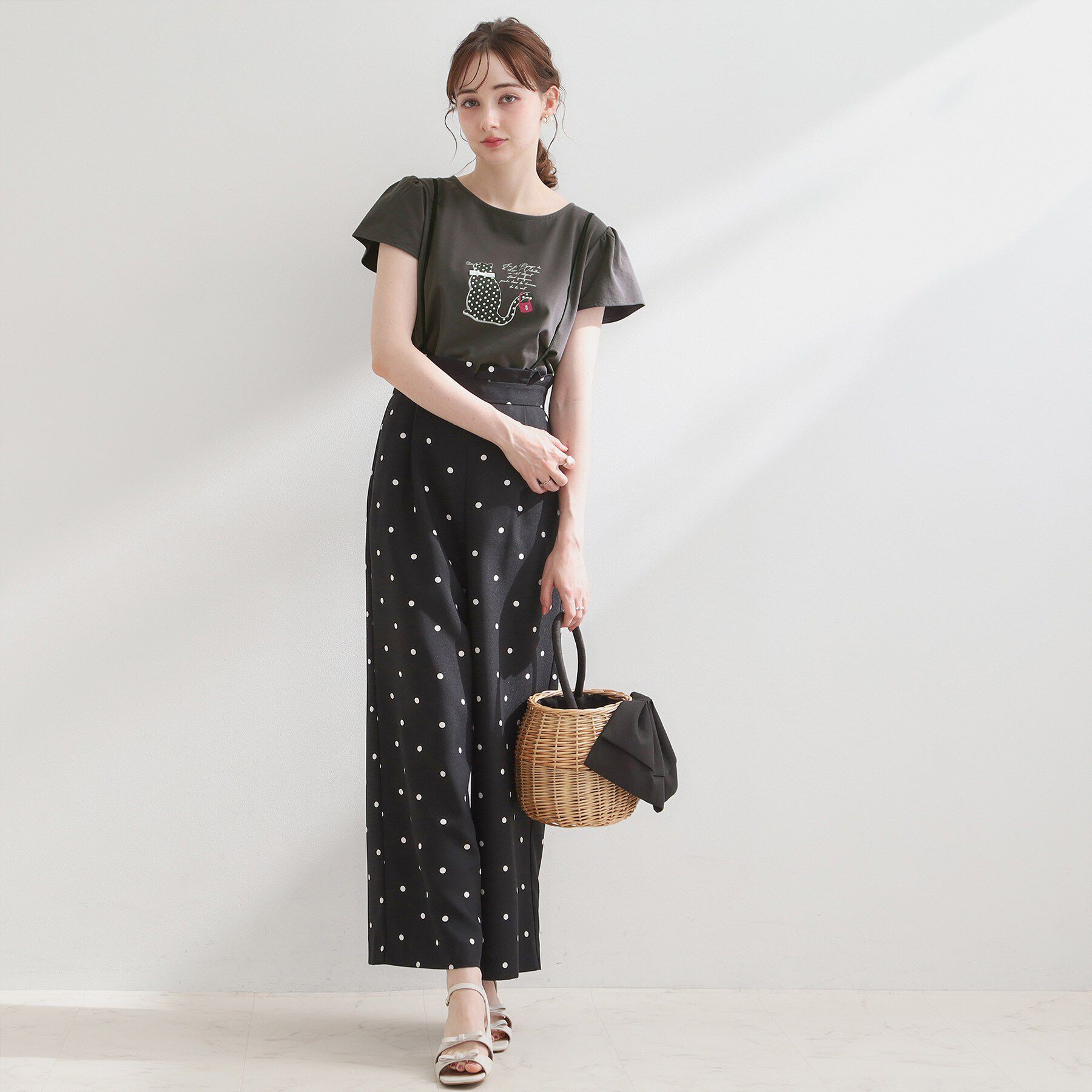 Couture broach「【接触冷感・UVカット・洗える】CATプリントTシャツ」|Tシャツ・カットソー|