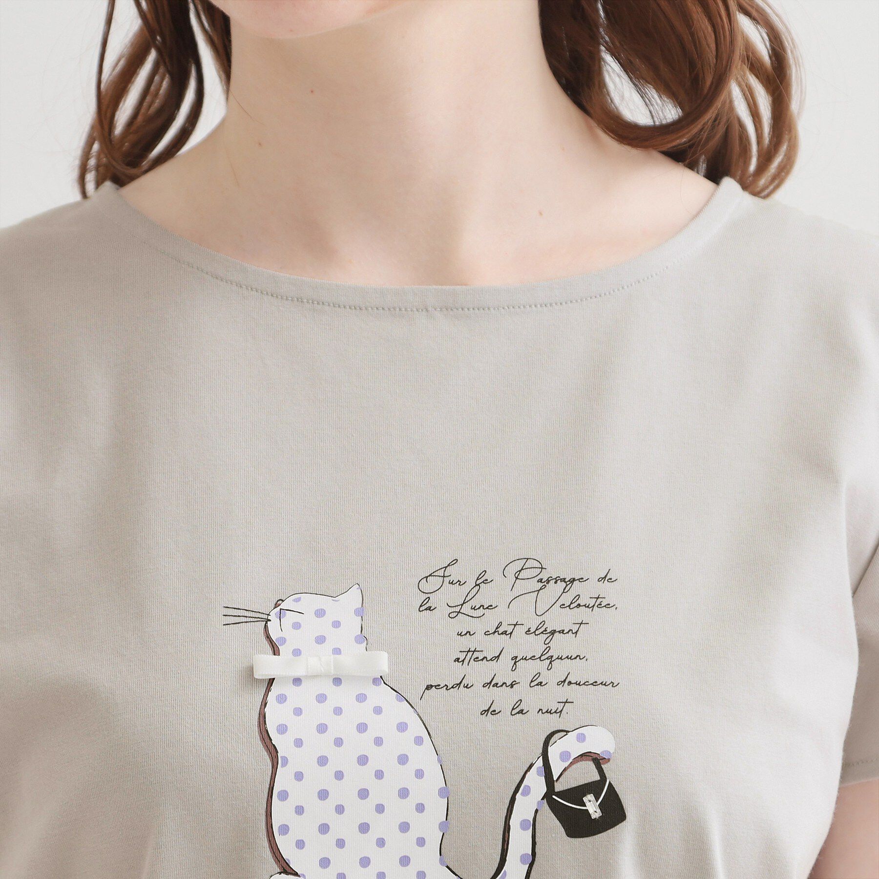 Couture broach「【接触冷感・UVカット・洗える】CATプリントTシャツ」|Tシャツ・カットソー|