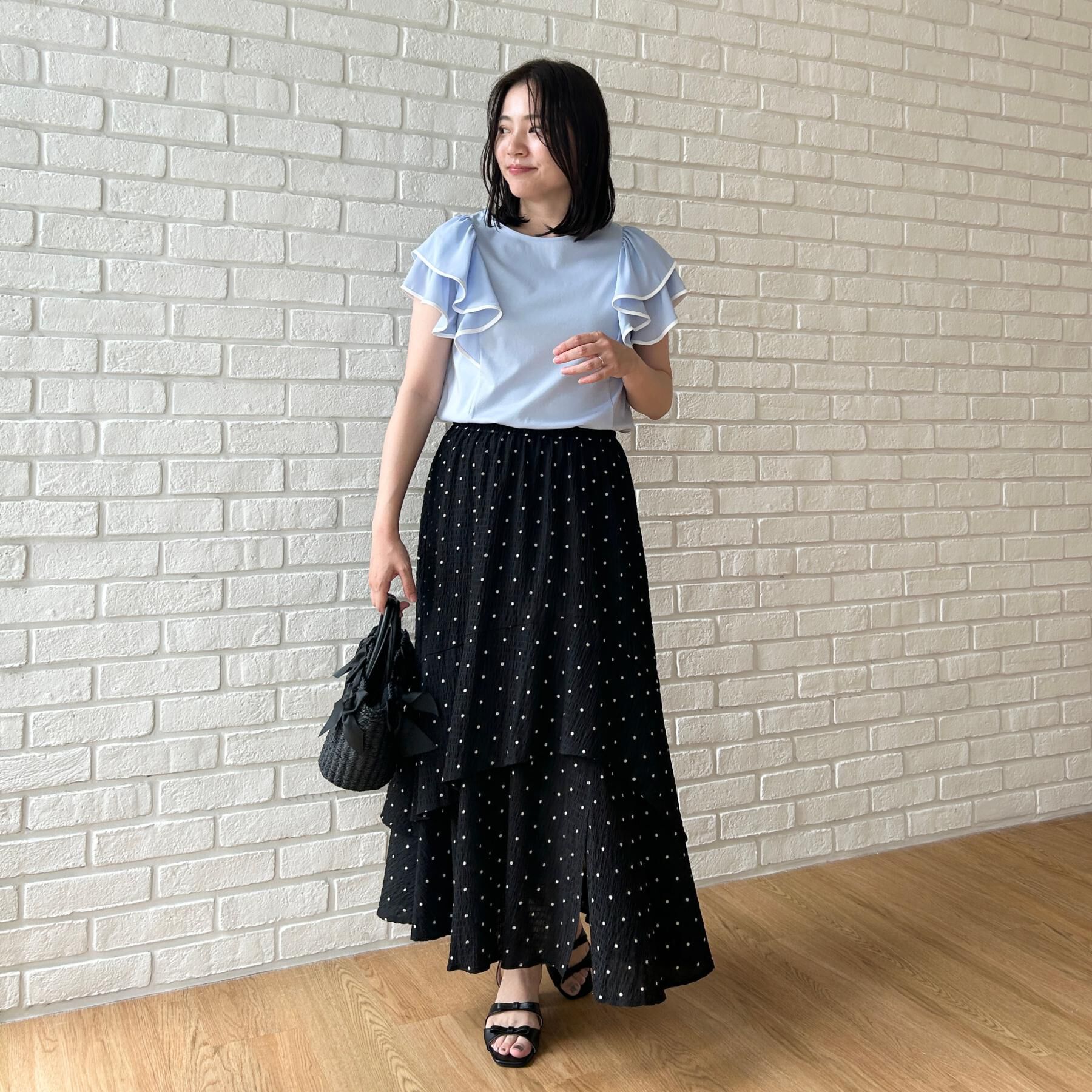 Couture broach「【接触冷感・UVカット・洗える】ラッフル フレアスリーブ トップス」|Tシャツ・カットソー|