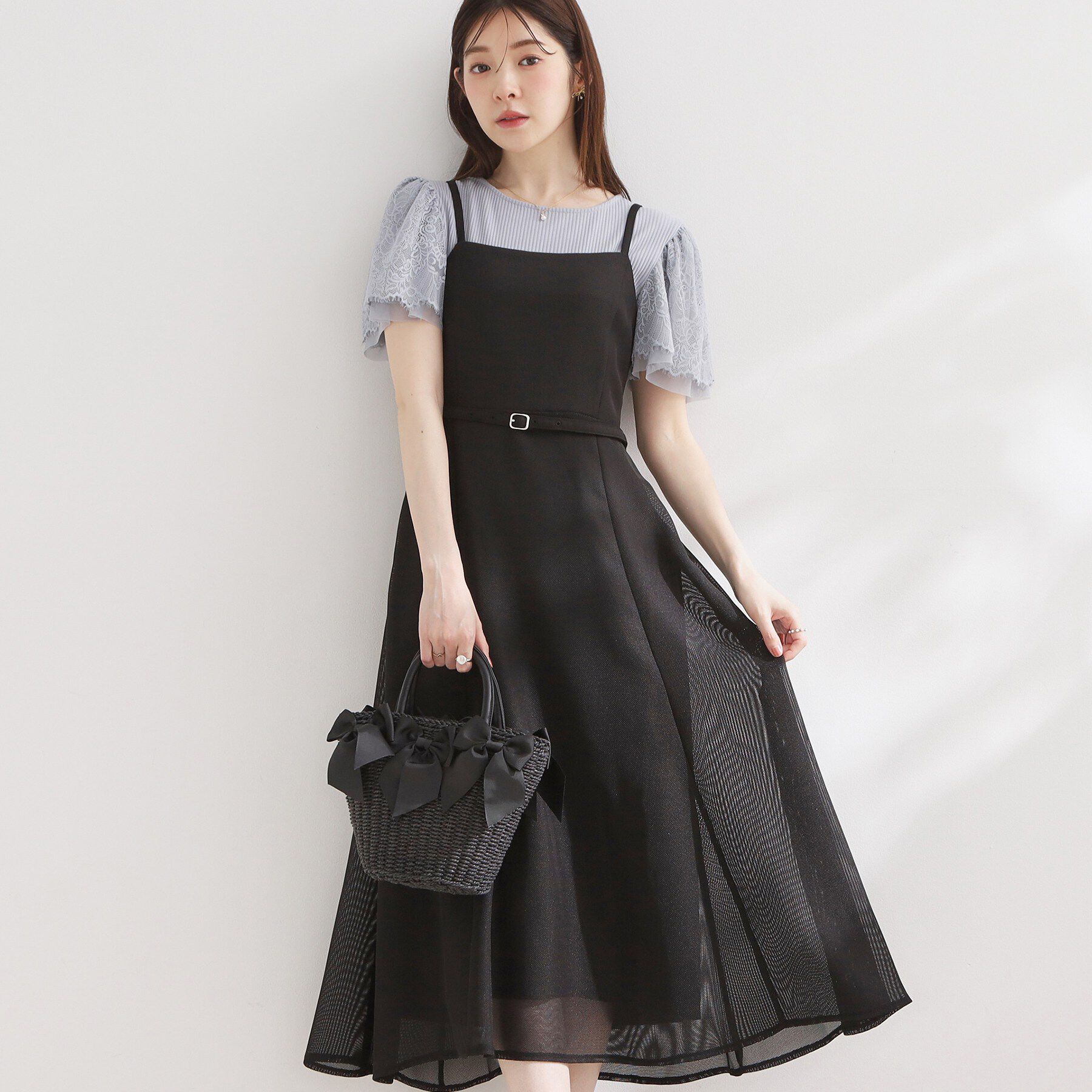 Couture broach「【洗える】メッシュ キャミワンピース」|ワンピース|