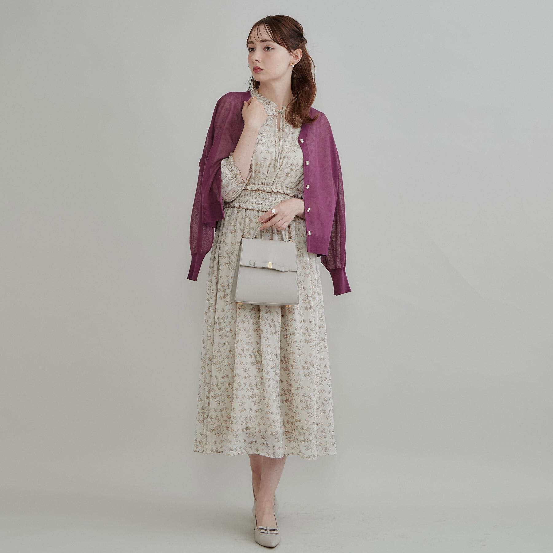 Couture broach「【上品な透け感】ダブルパール調釦 愛されシアーカーディガン」|カーディガン|