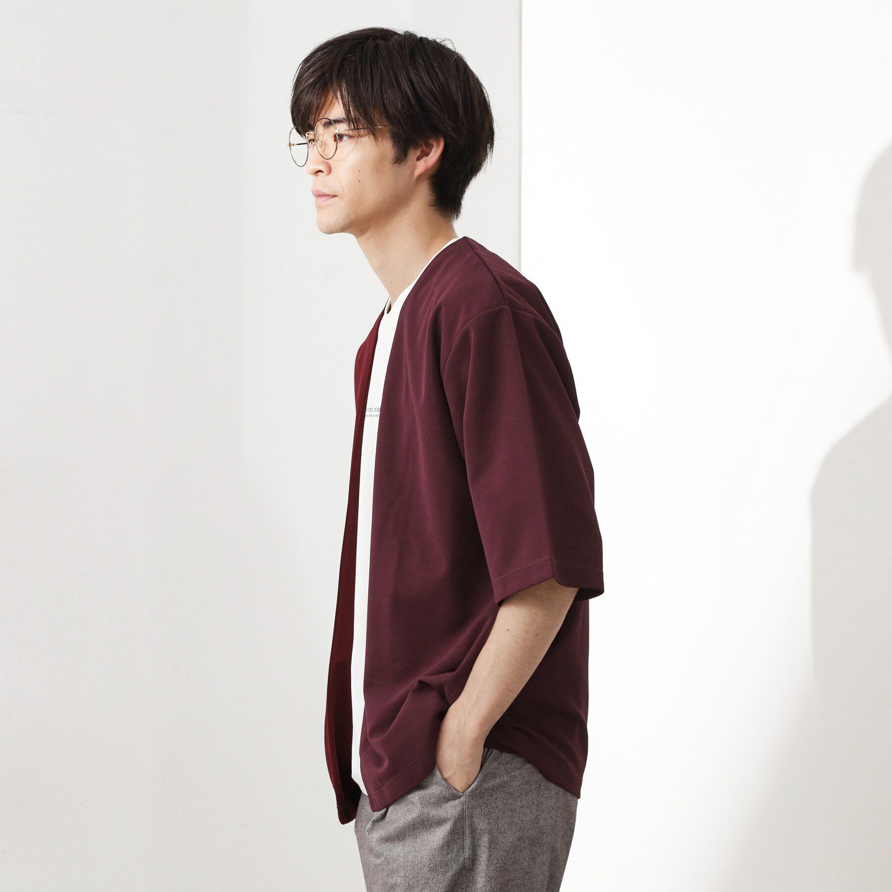 THE SHOP TK「五分袖カーディガン+半袖Tシャツセットアイテム 洗濯機OK」|カーディガン|