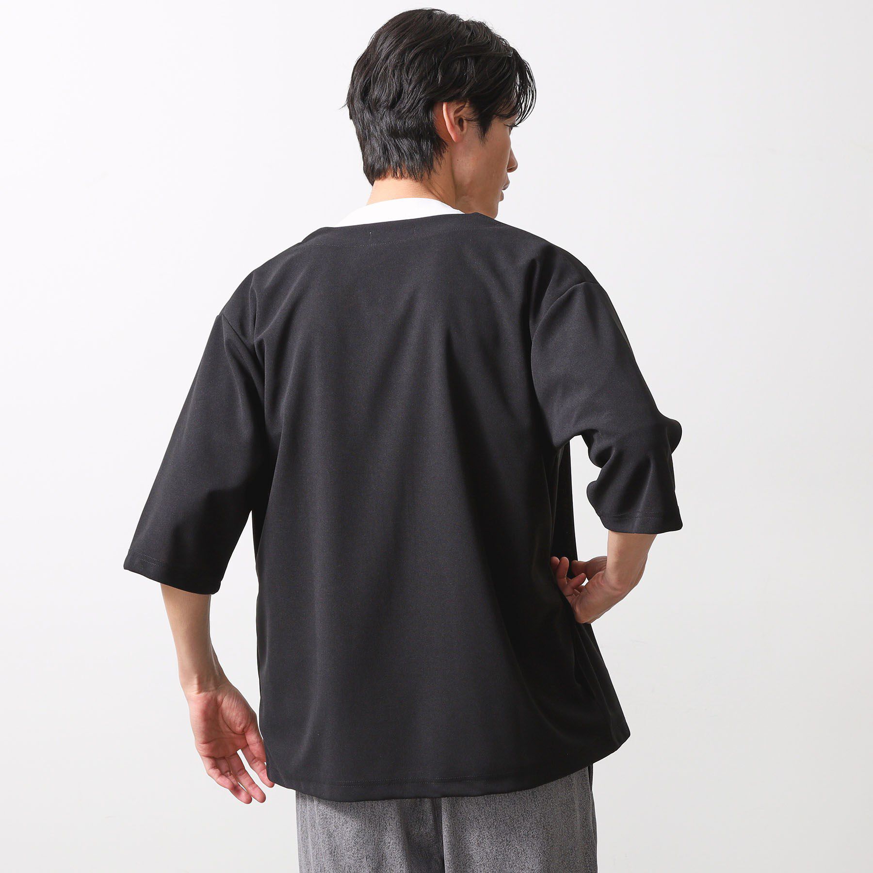 THE SHOP TK「五分袖カーディガン+半袖Tシャツセットアイテム 洗濯機OK」|カーディガン|