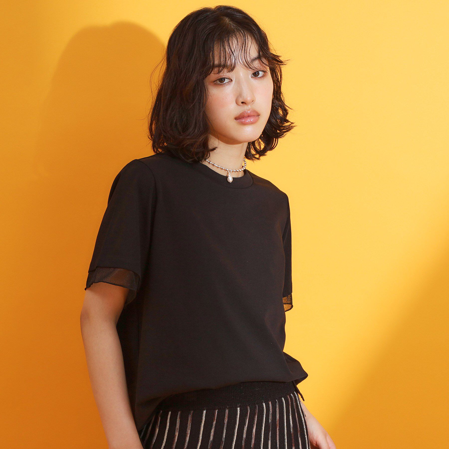 THE SHOP TK「【ひんやり/UV/洗濯機OK】袖シアーTシャツ」|Tシャツ・カットソー|