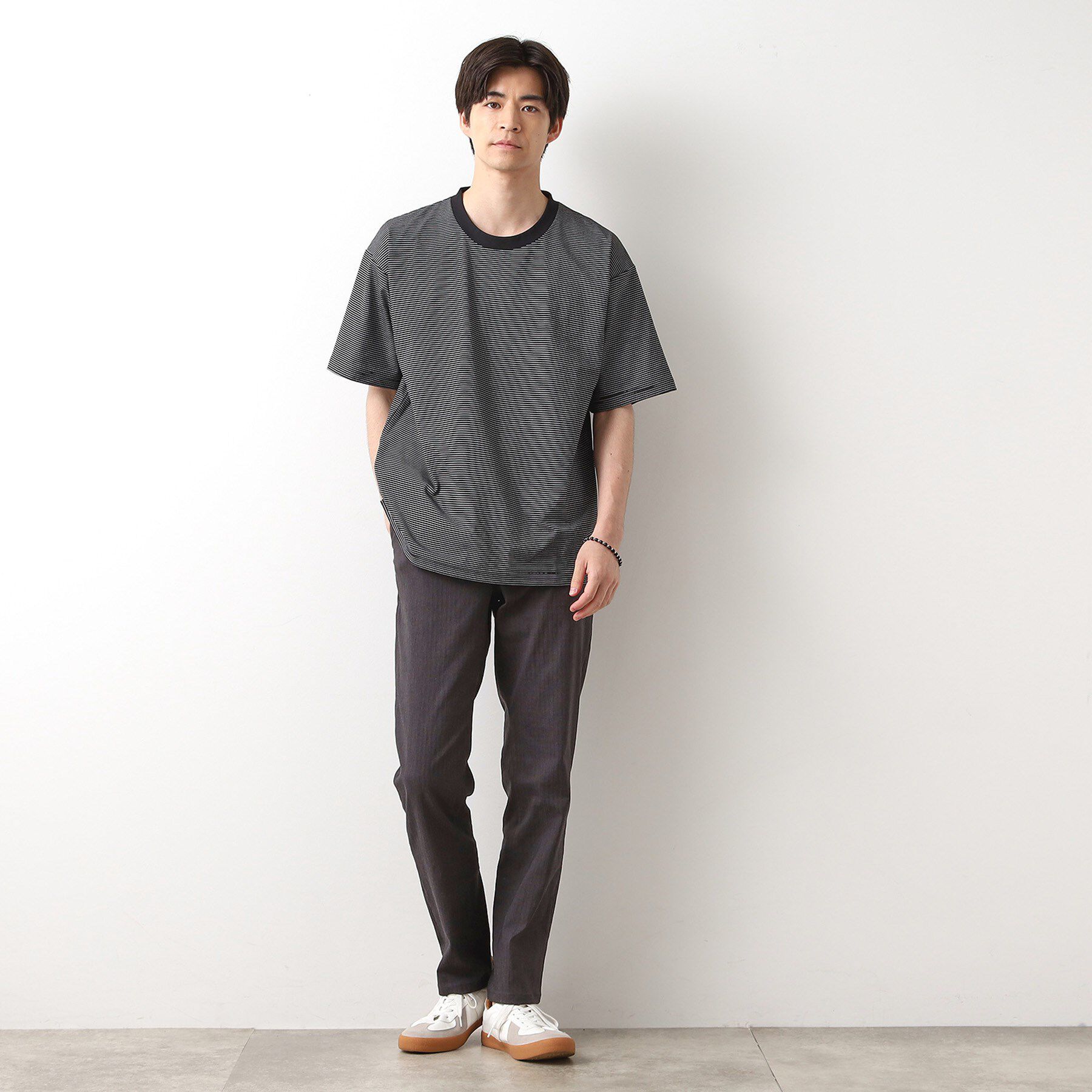 THE SHOP TK「パーフェクテックボーダー 半袖Tシャツ 吸水速乾／洗濯機OK」|Tシャツ・カットソー|