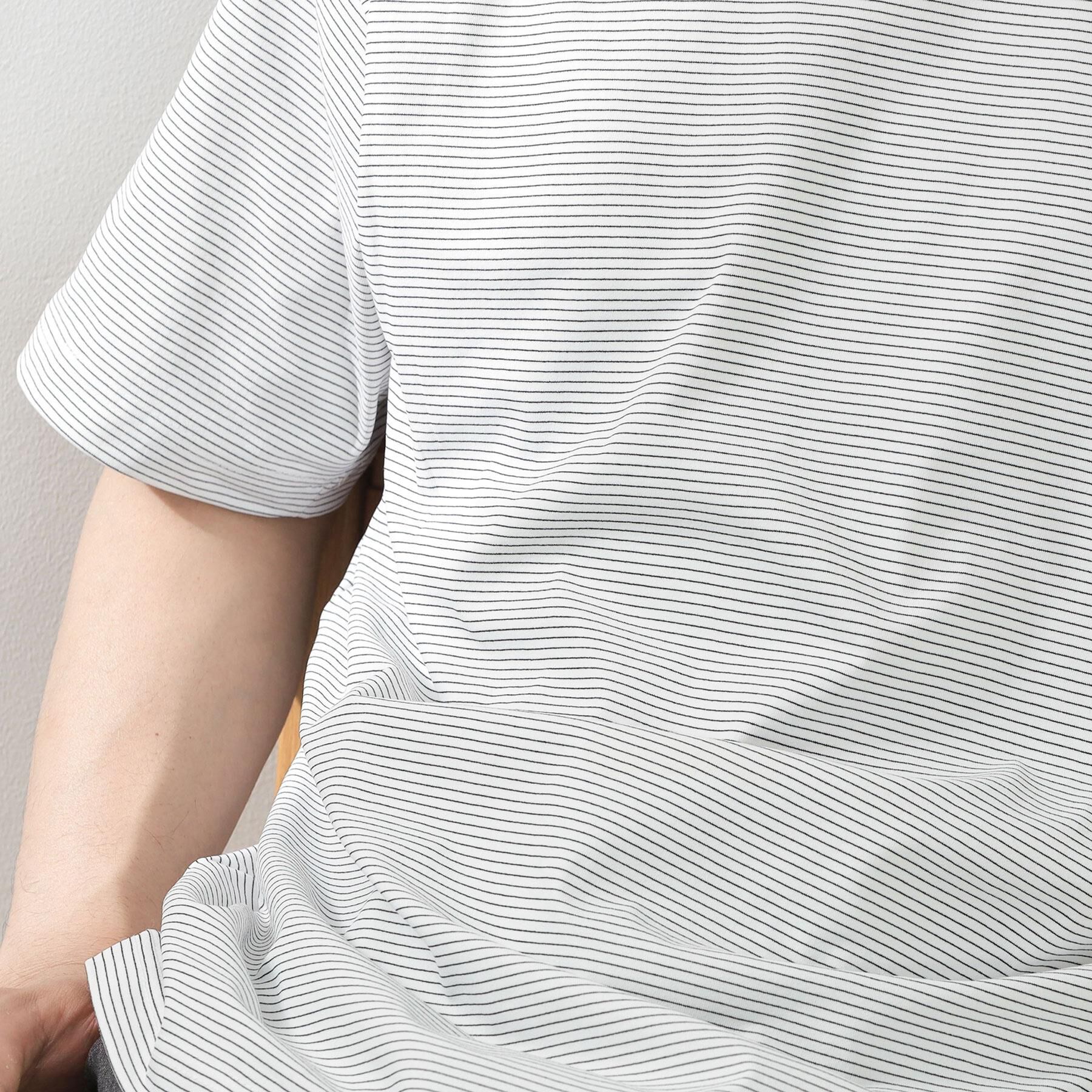 THE SHOP TK「パーフェクテックボーダー 半袖Tシャツ 吸水速乾／洗濯機OK」|Tシャツ・カットソー|