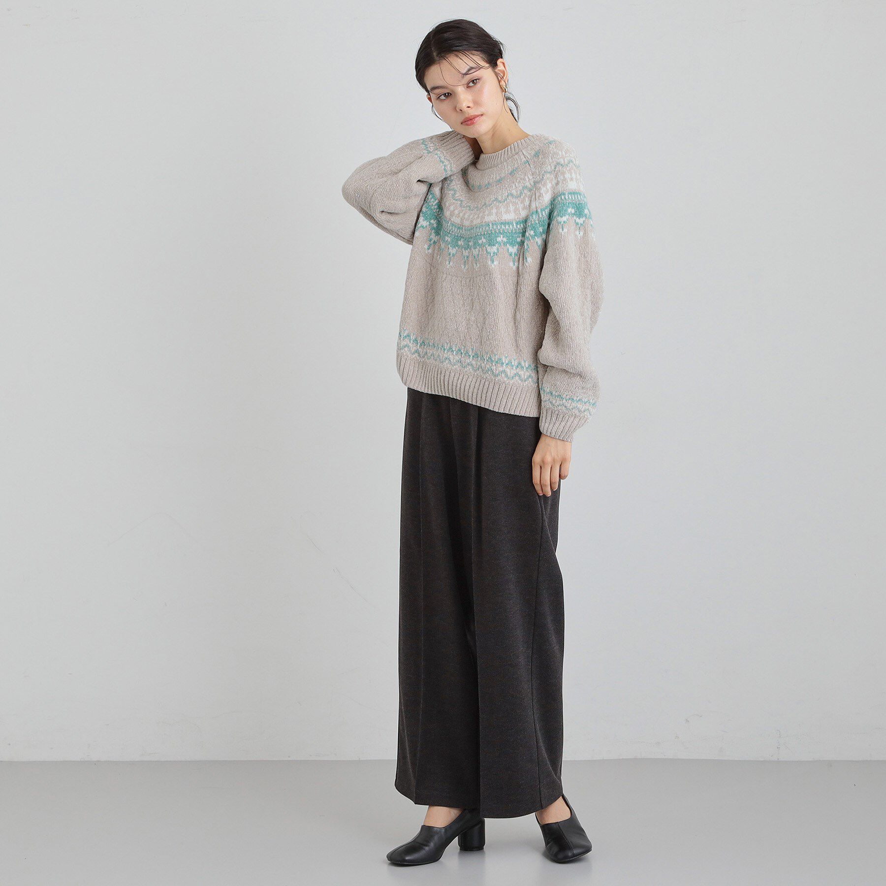 THE SHOP TK「上品さと少しの遊び心を モール求心柄ニット」|ニット・セーター|