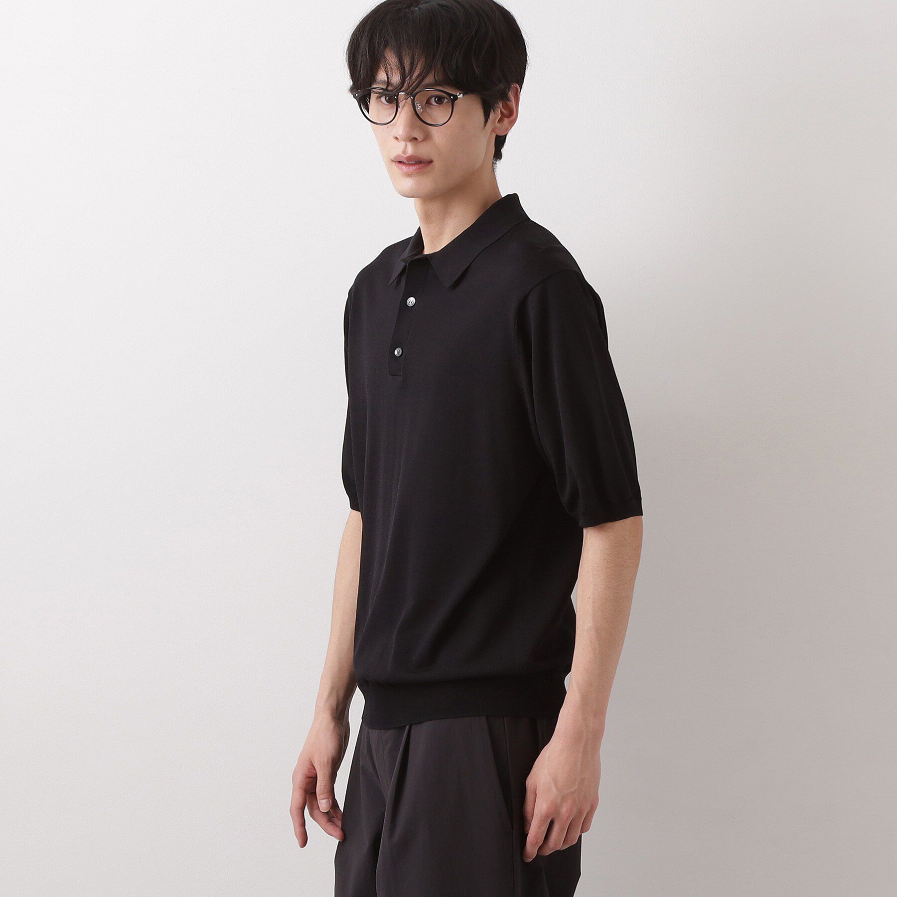 THE SHOP TK「《KURO》半袖ニットポロシャツ 接触冷感」|ポロシャツ|