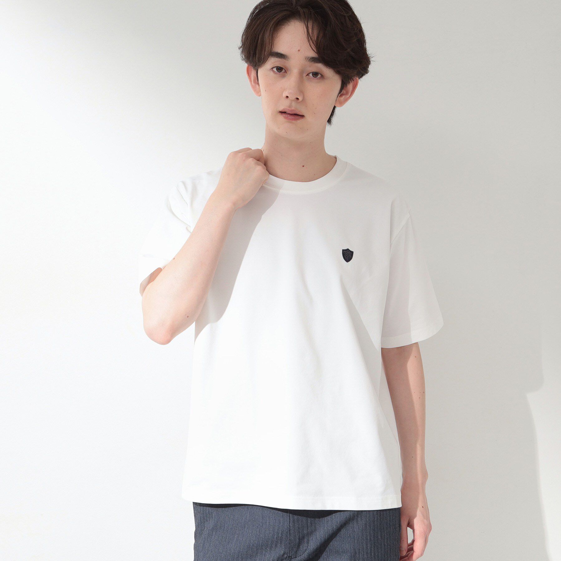 THE SHOP TK「メッシュ五分袖カーディガン＋半袖Tシャツ セットアイテム 洗濯機OK」|カーディガン|