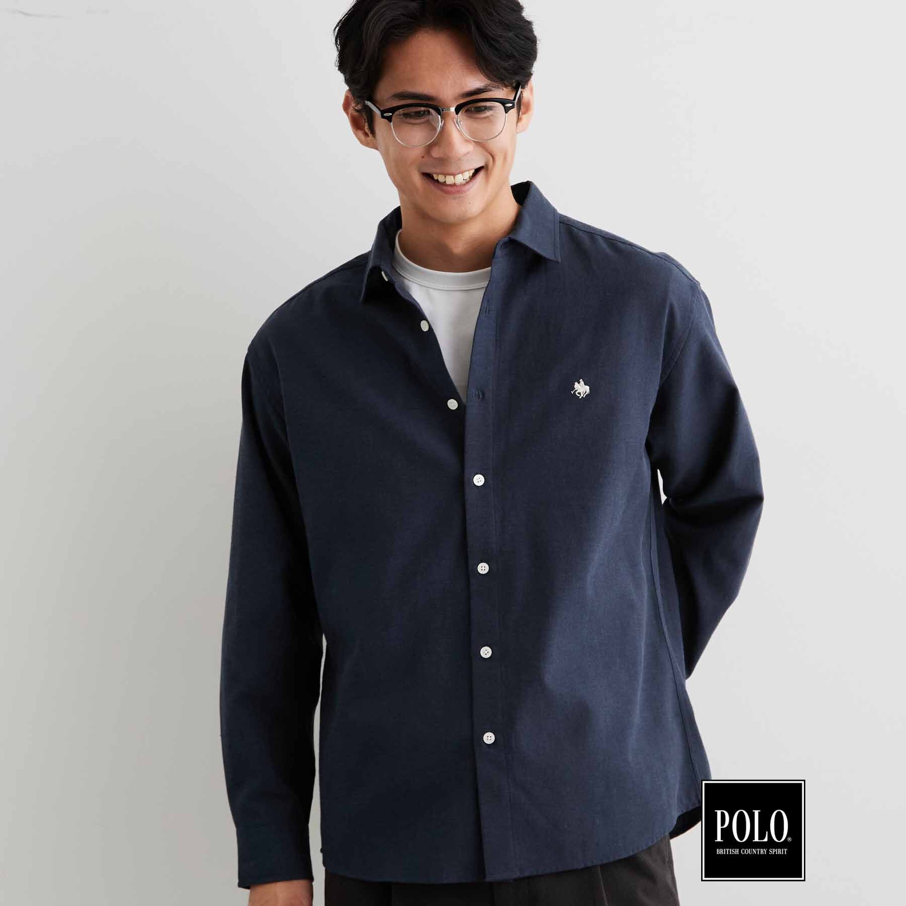 THE SHOP TK「POLO BCS/アソート長袖シャツ」|シャツ・ブラウス|ネイビー(094)