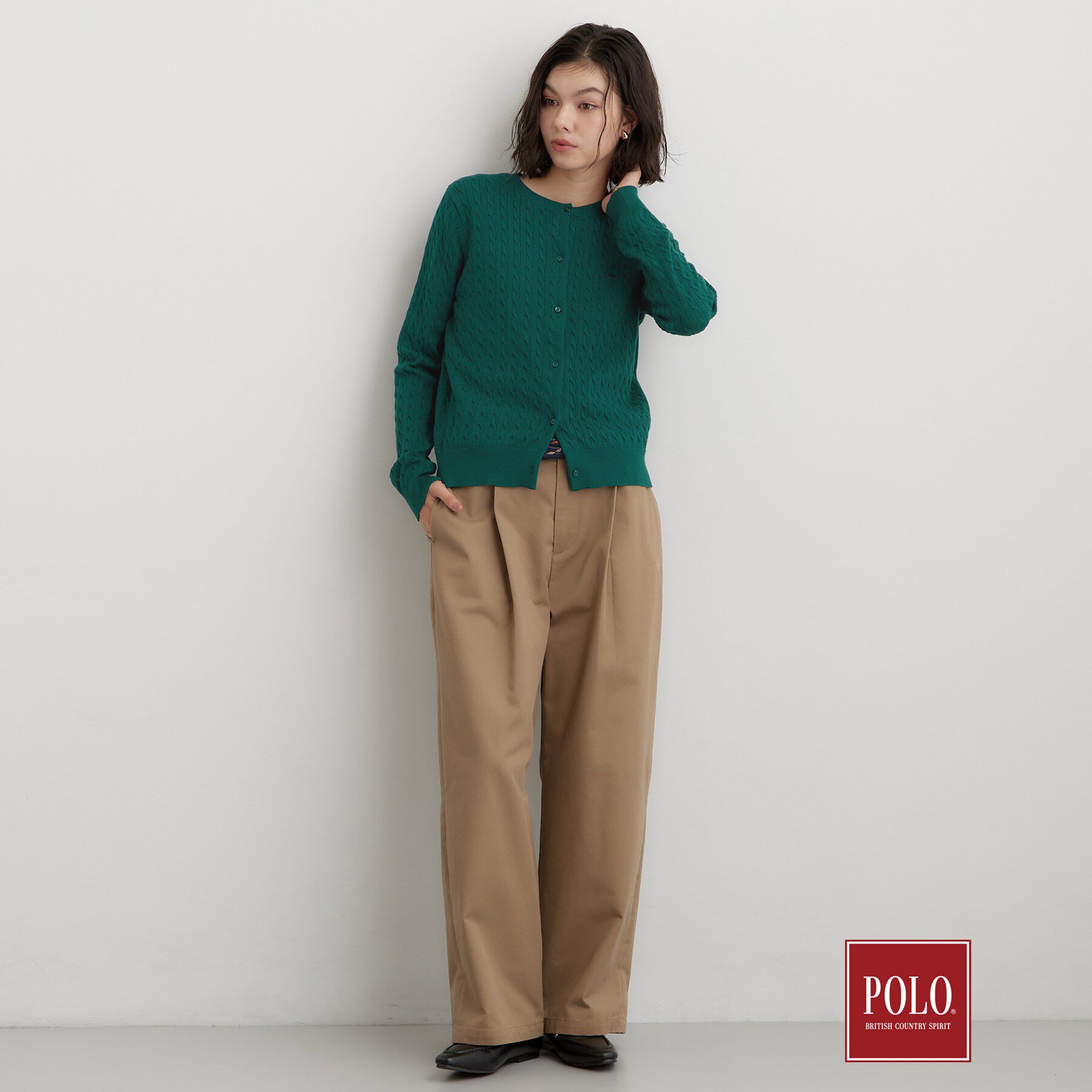 THE SHOP TK「POLO BCS/ケーブルクルーカーディガン」|カーディガン|