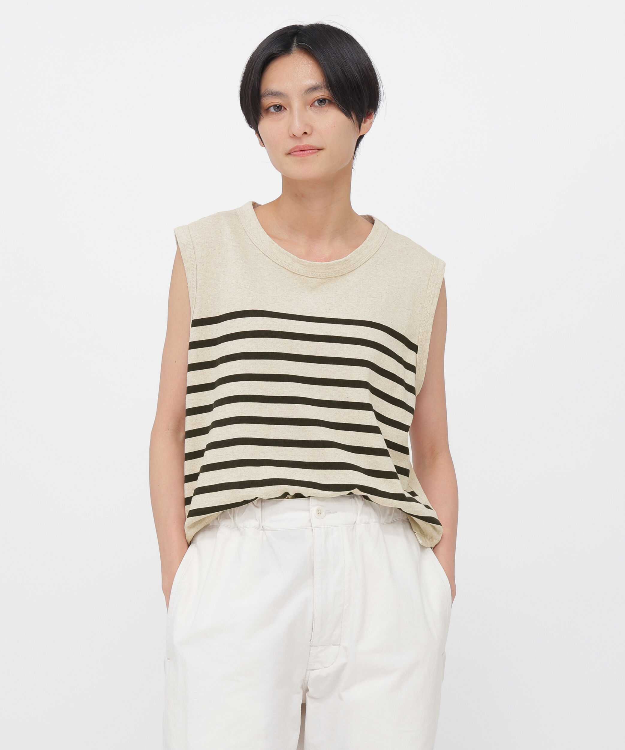 MHL.「BELGIAN LINEN COTTON JERSEY TOP」|Tシャツ・カットソー|NATURAL2