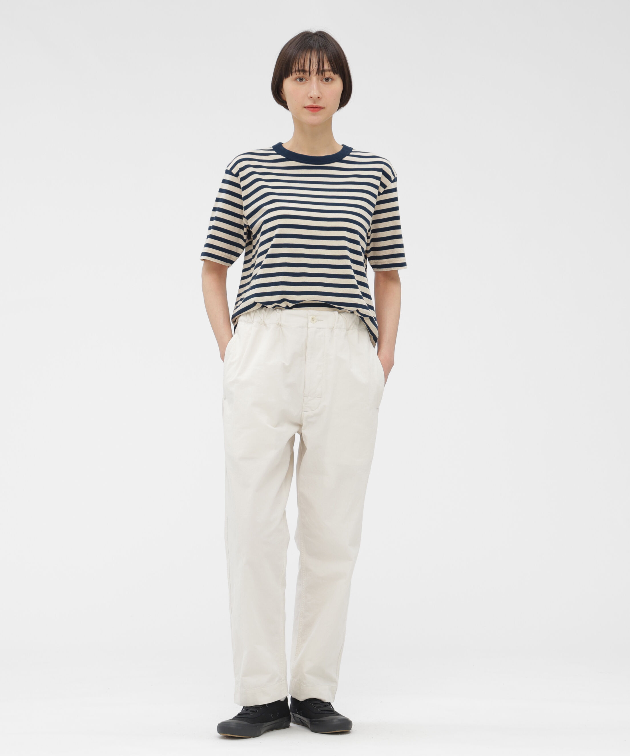 MHL.「COTTON LINEN STRIPE JERSEY TOP」|Tシャツ・カットソー|