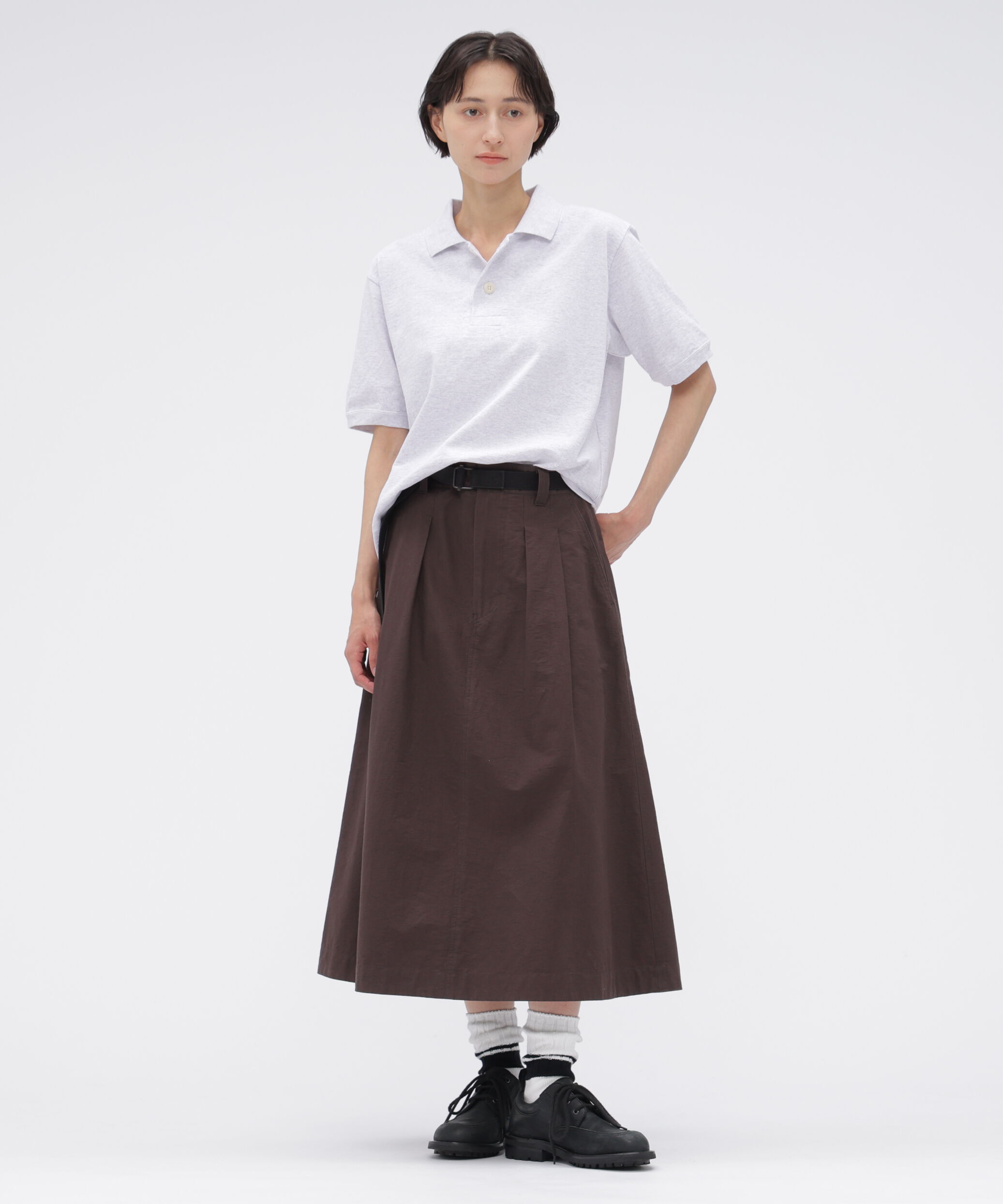 MHL.「LIGHTWEIGHT COTTON NYLON TWILL SKIRT」|スカート|DARK WINE1