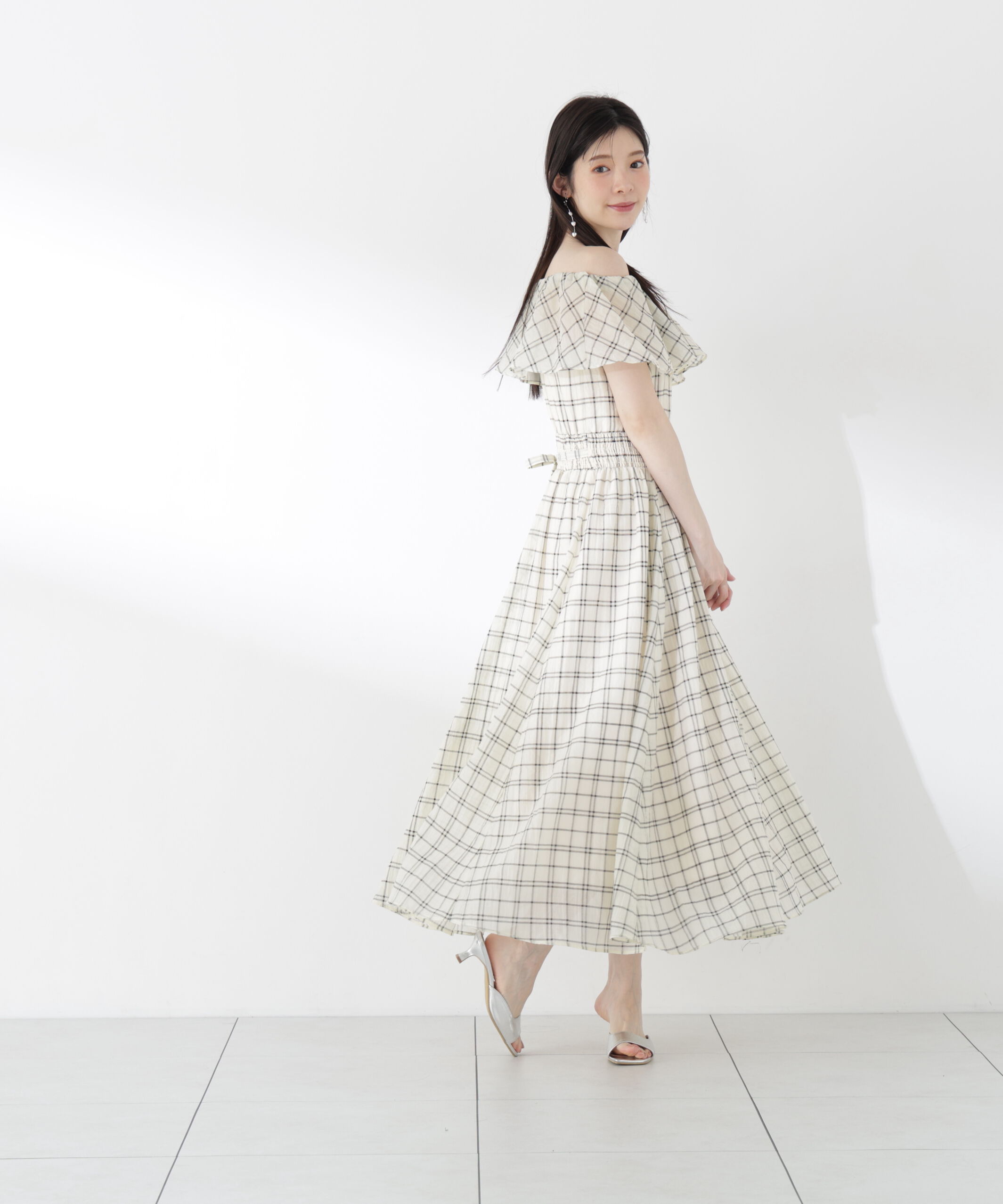 PROPORTION BODY DRESSING「シアーチェックオフショルワンピース26SS」|ワンピース|