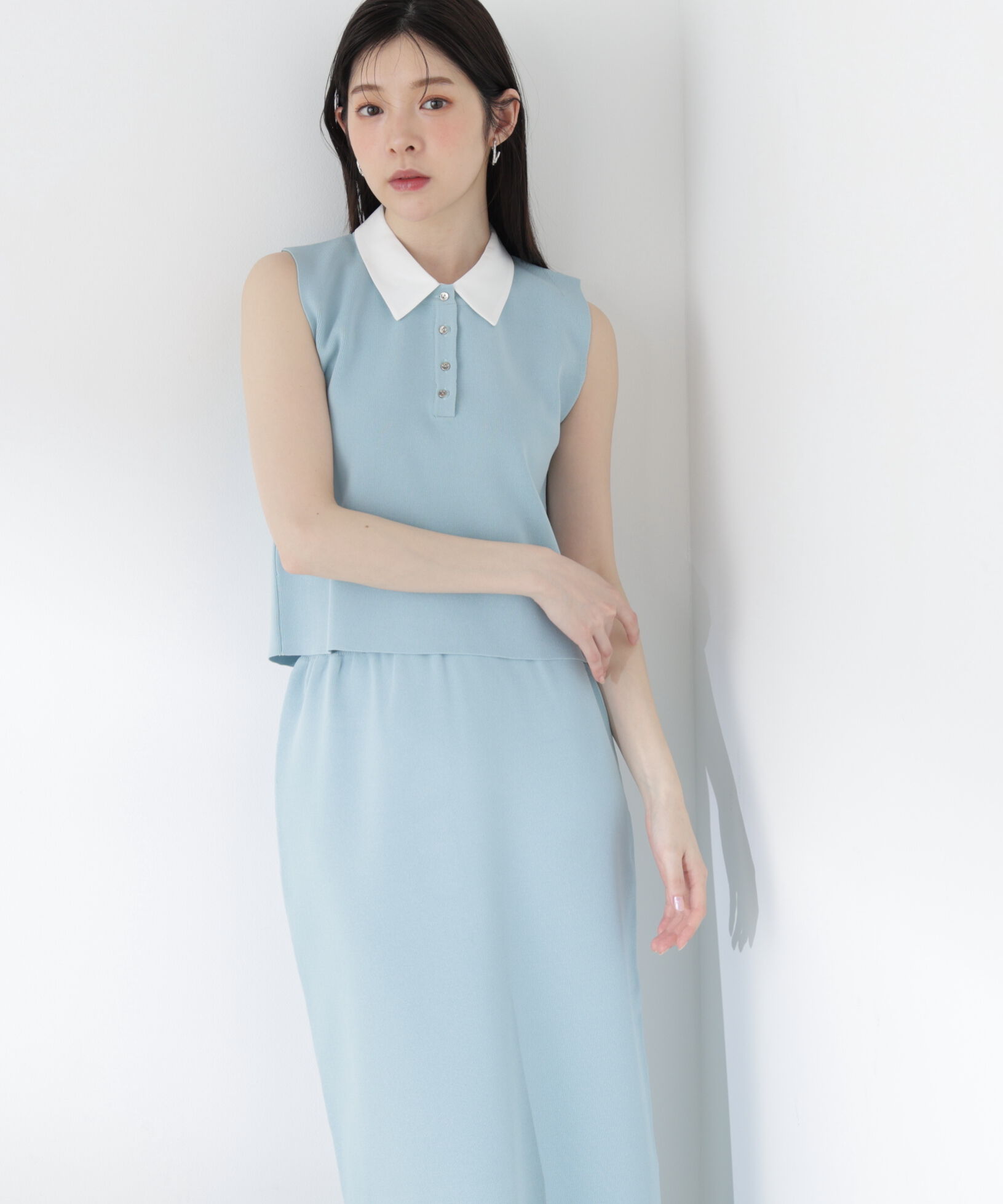 PROPORTION BODY DRESSING「＜青島心さん着用＞衿ドッキングニットセットアップ」|ワンピース|グリーン